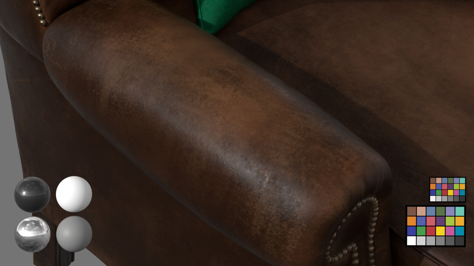 Close-up render of the armrest wear