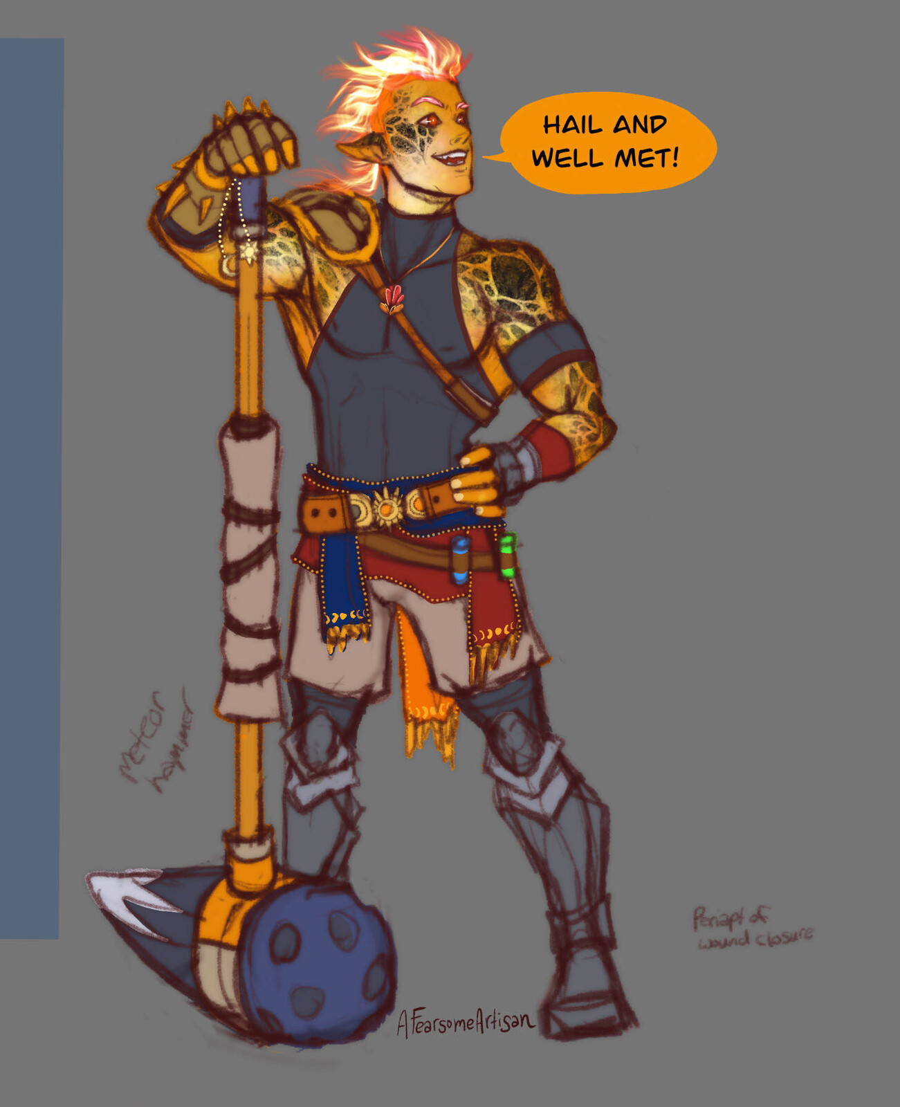 Character design for a Sun &amp; space-themed barbarian