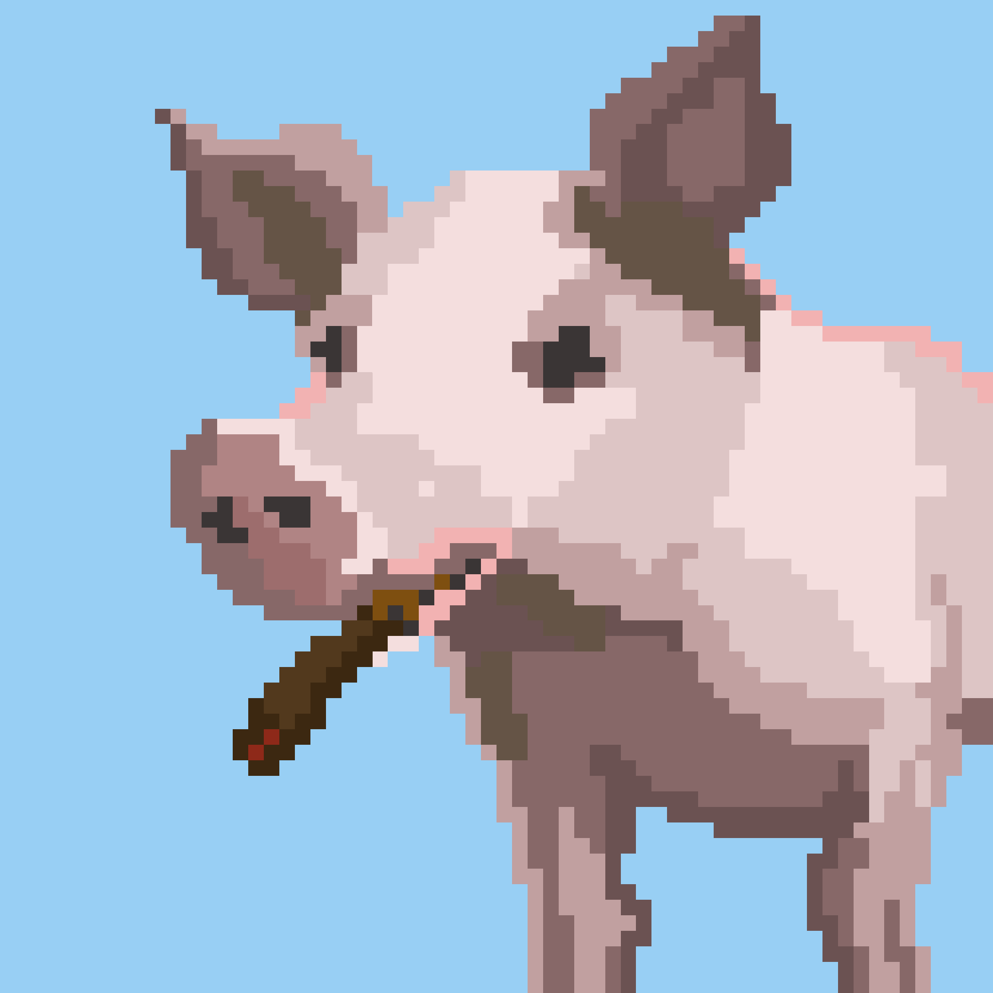 pixelated pig with a cigar