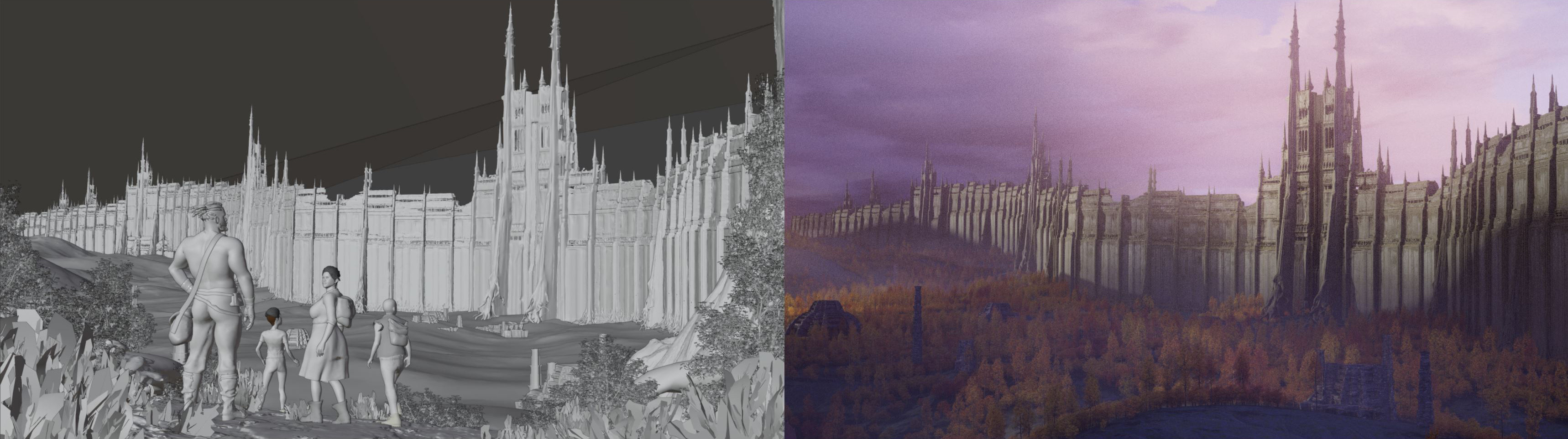 Blender viewport view and one of my many render passes.