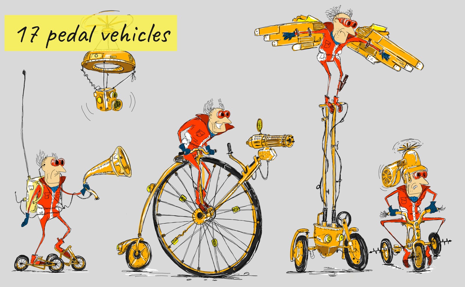 17 Pedal-Vehicles by Prof. Strange