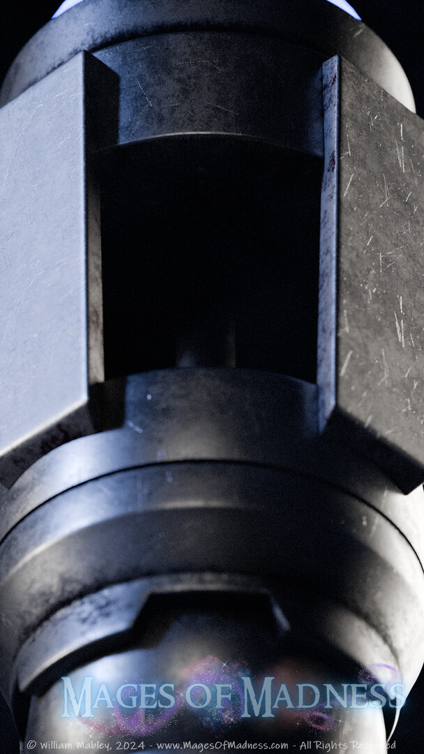 I gave a lot of thought into how this could have been machined and opted to make it look more welded/soldered together. However, in most of the props you can see that this hole is rounded and was cut out - but that also changes prop to prop. 