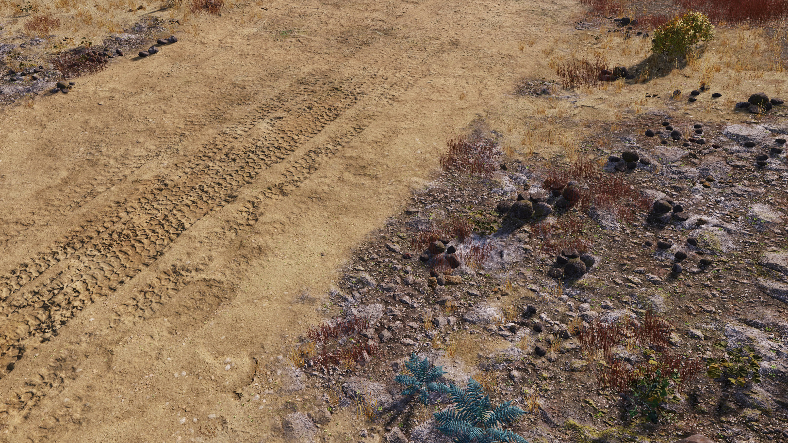 Dirt roads and terrain materials.