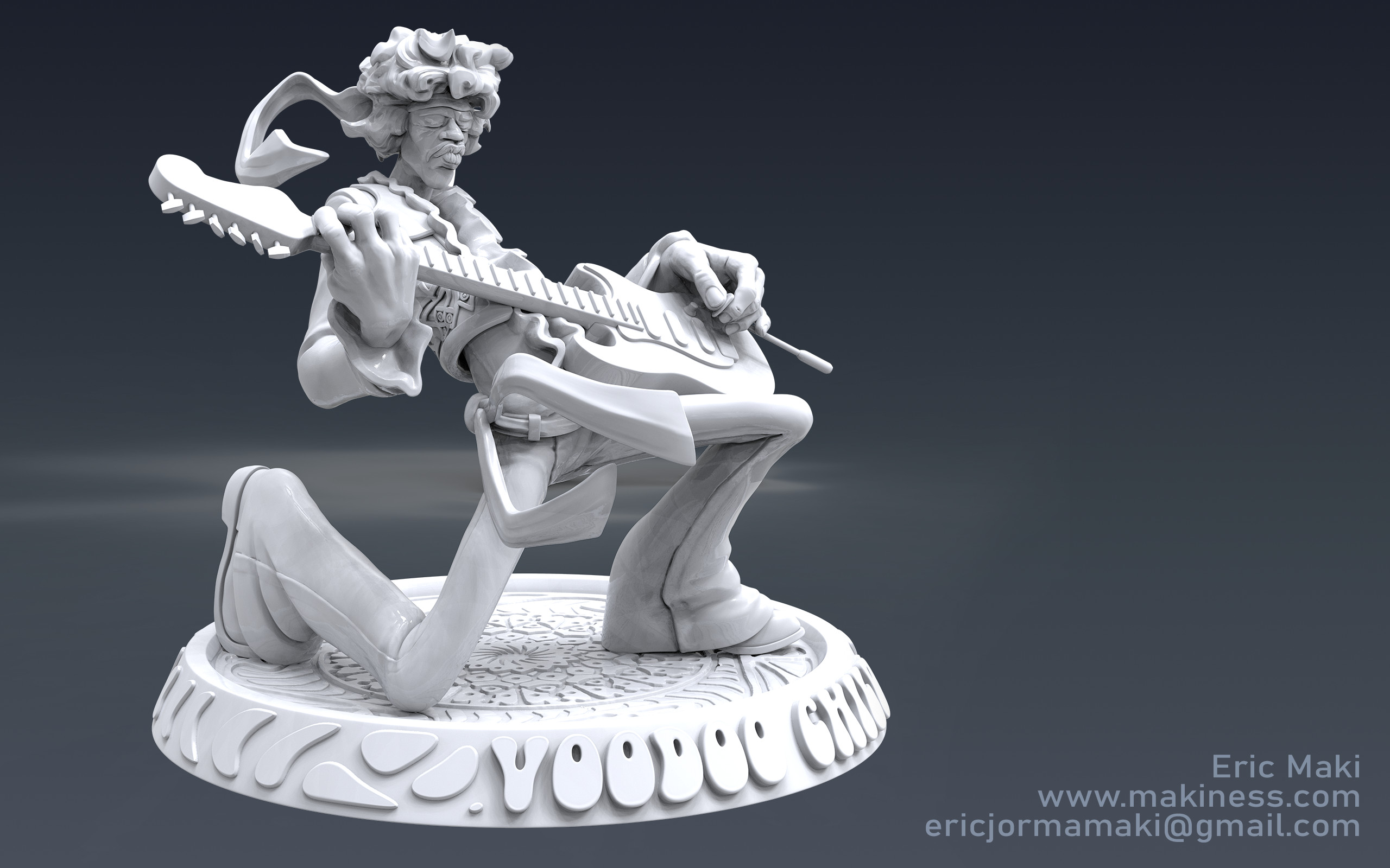 Jimi Hendrix Sculpt Keyshot Render