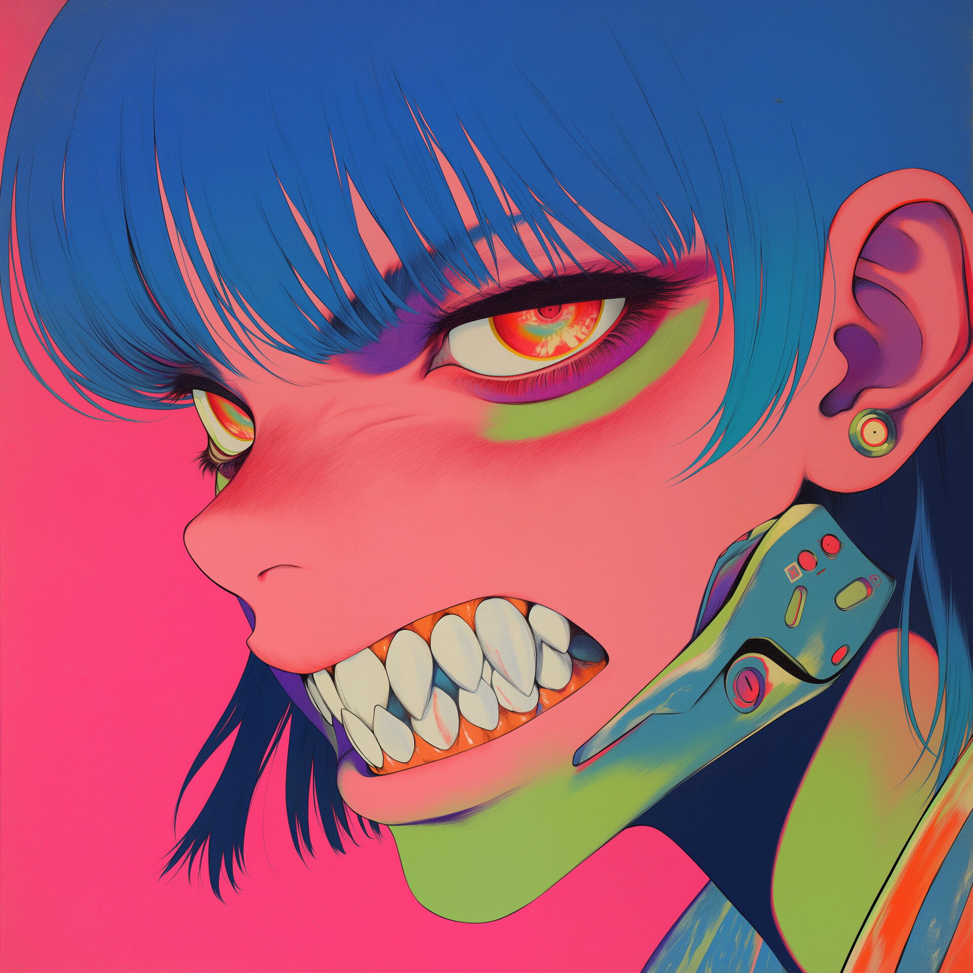 Artem Rusetskiy - 毒々しい色彩の明るく渋いサイバーパンクアート。