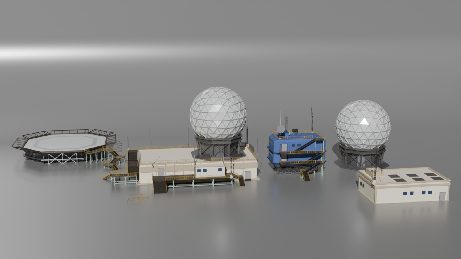Modular pieces built in Blender