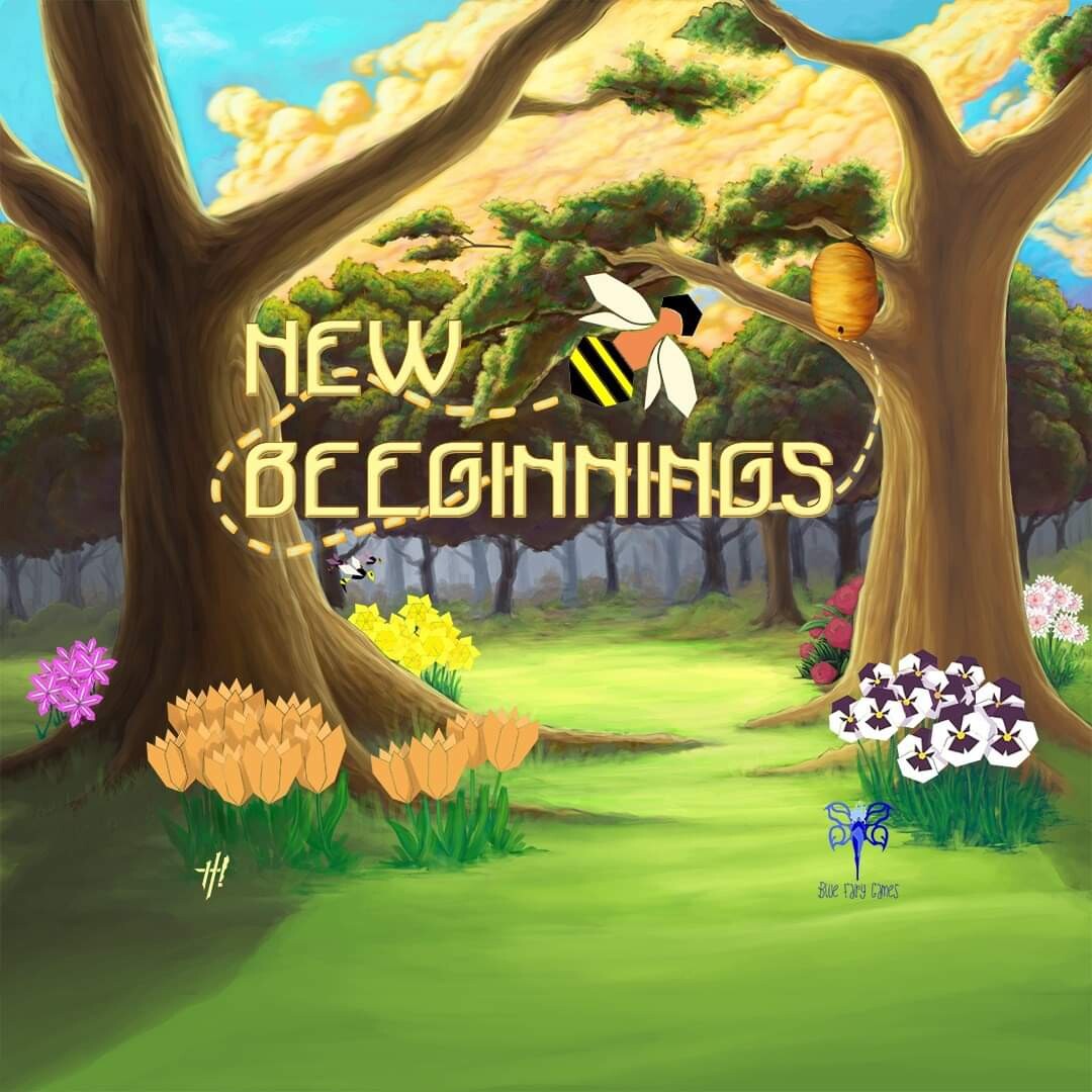 Final box cover art. Created by Scott Harshbarger, incorporating parts of my own designs (e.g. queen bee, flowers)