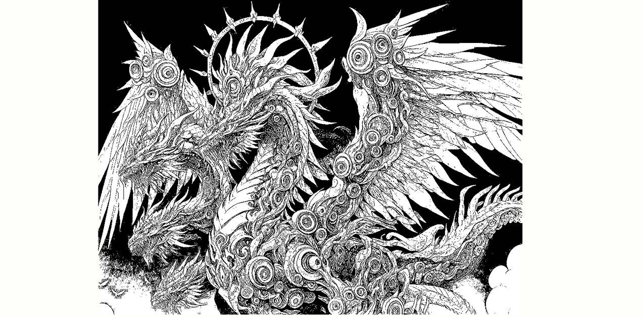 Divine mother dragon aspect #1 unfinished (black and white) digital stencil)
