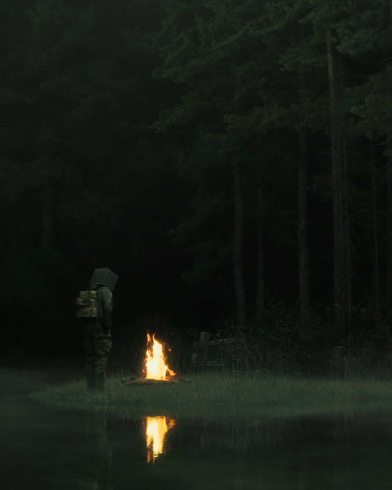 campfire at the green hour