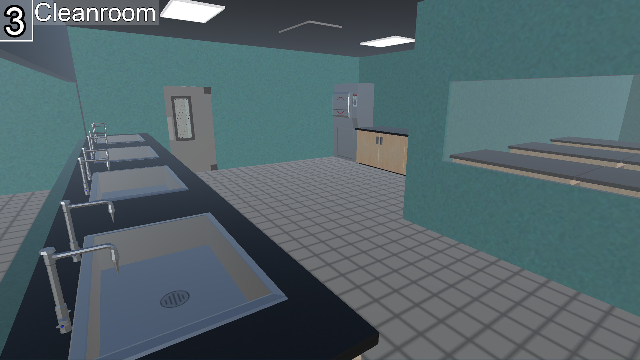 Clean Room: Where tools and utensils are cleaned and sterilized before being put into storage.
