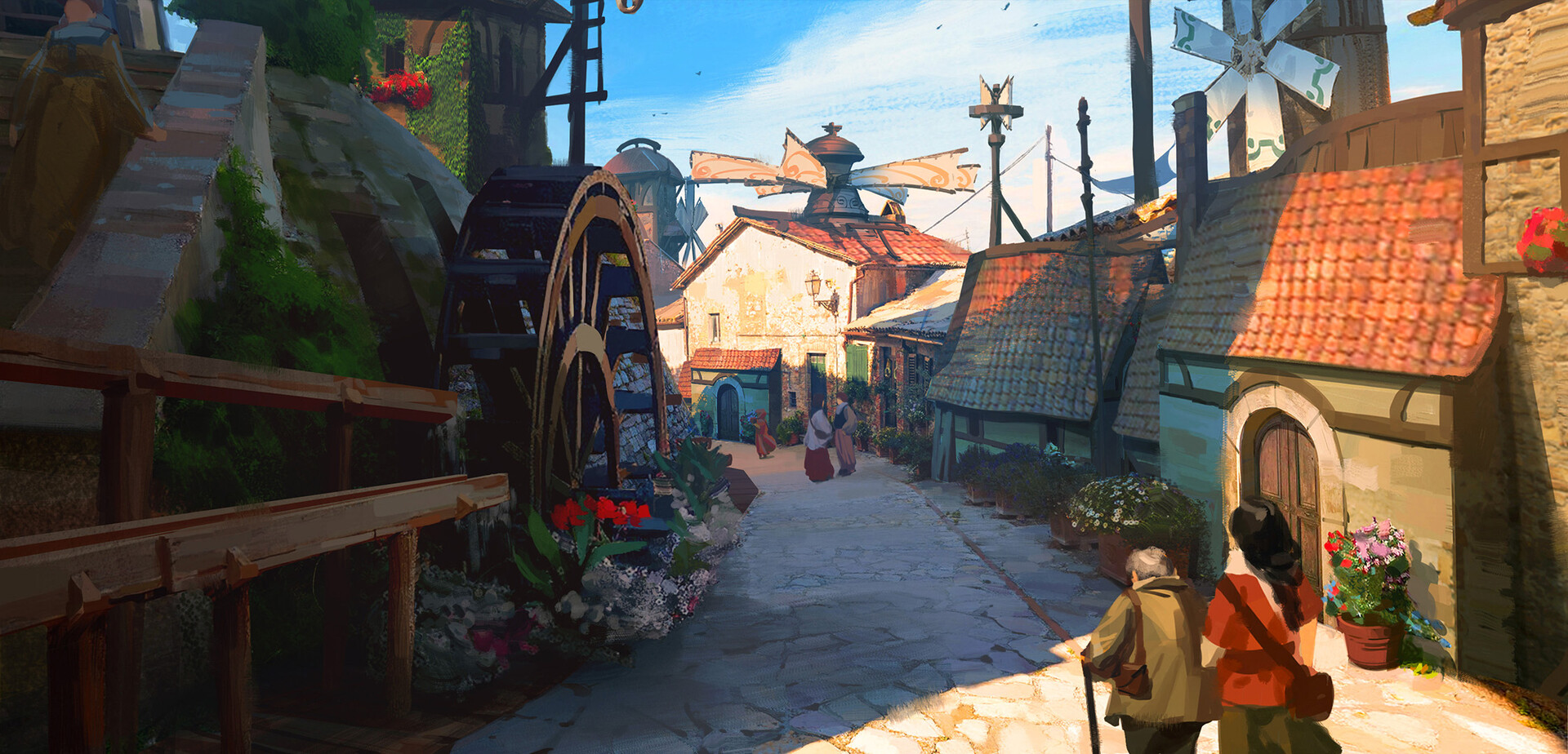 ArtStation steampunk baroque project remote village