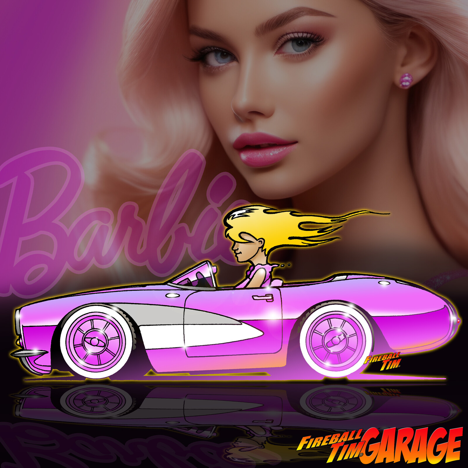 Barbie Corvette Concept Art by Fireball Tim Garage