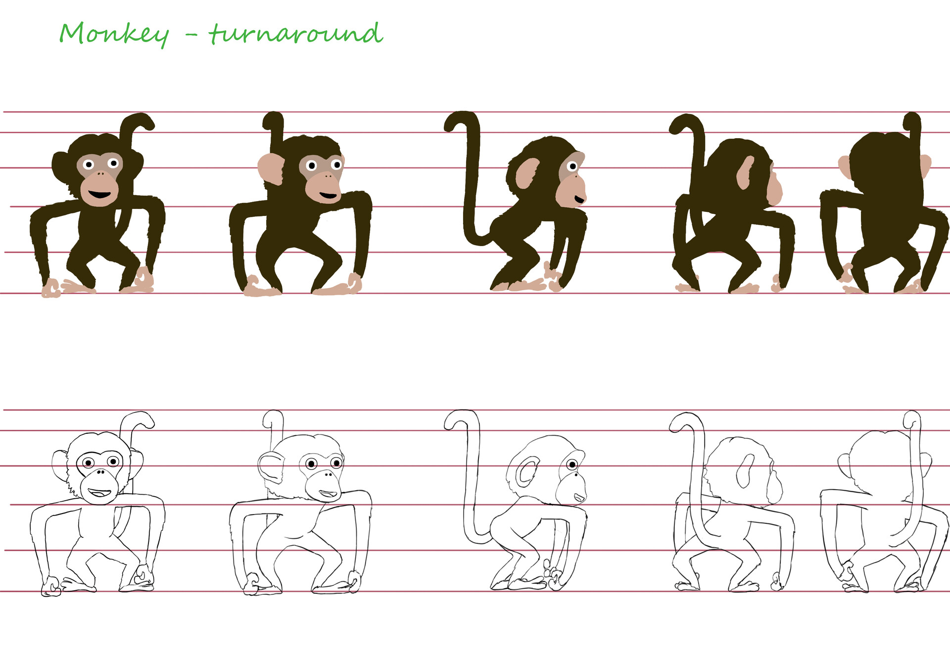 ArtStation - monkey+ penguin turnaround
