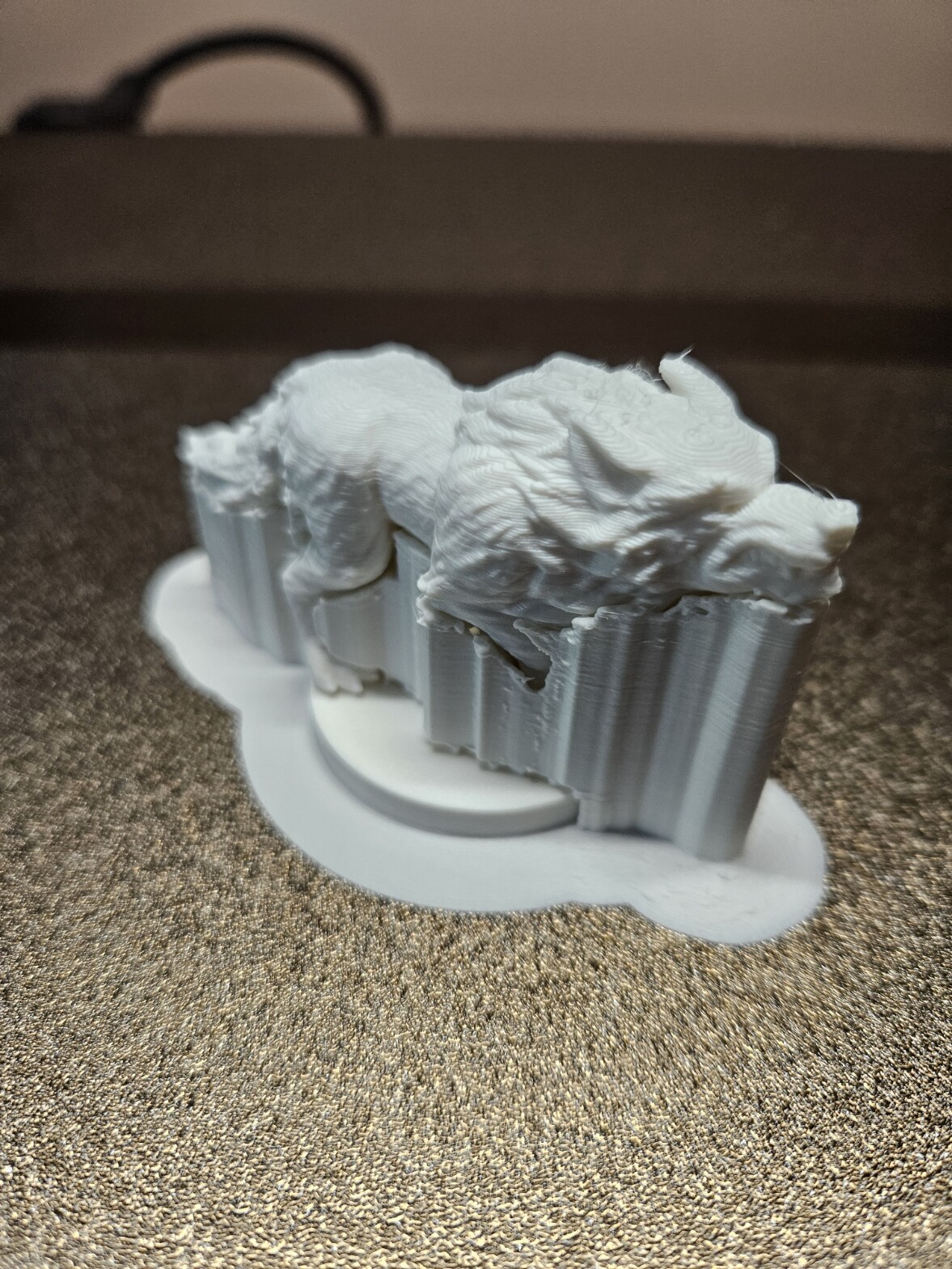 Large DnD wolf printed upright with a lot of supports
