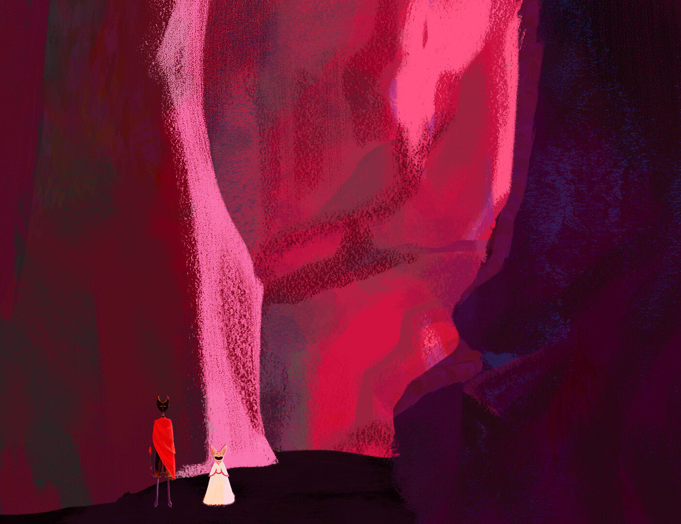 Concept du canyon (début) avec intégration des personnages