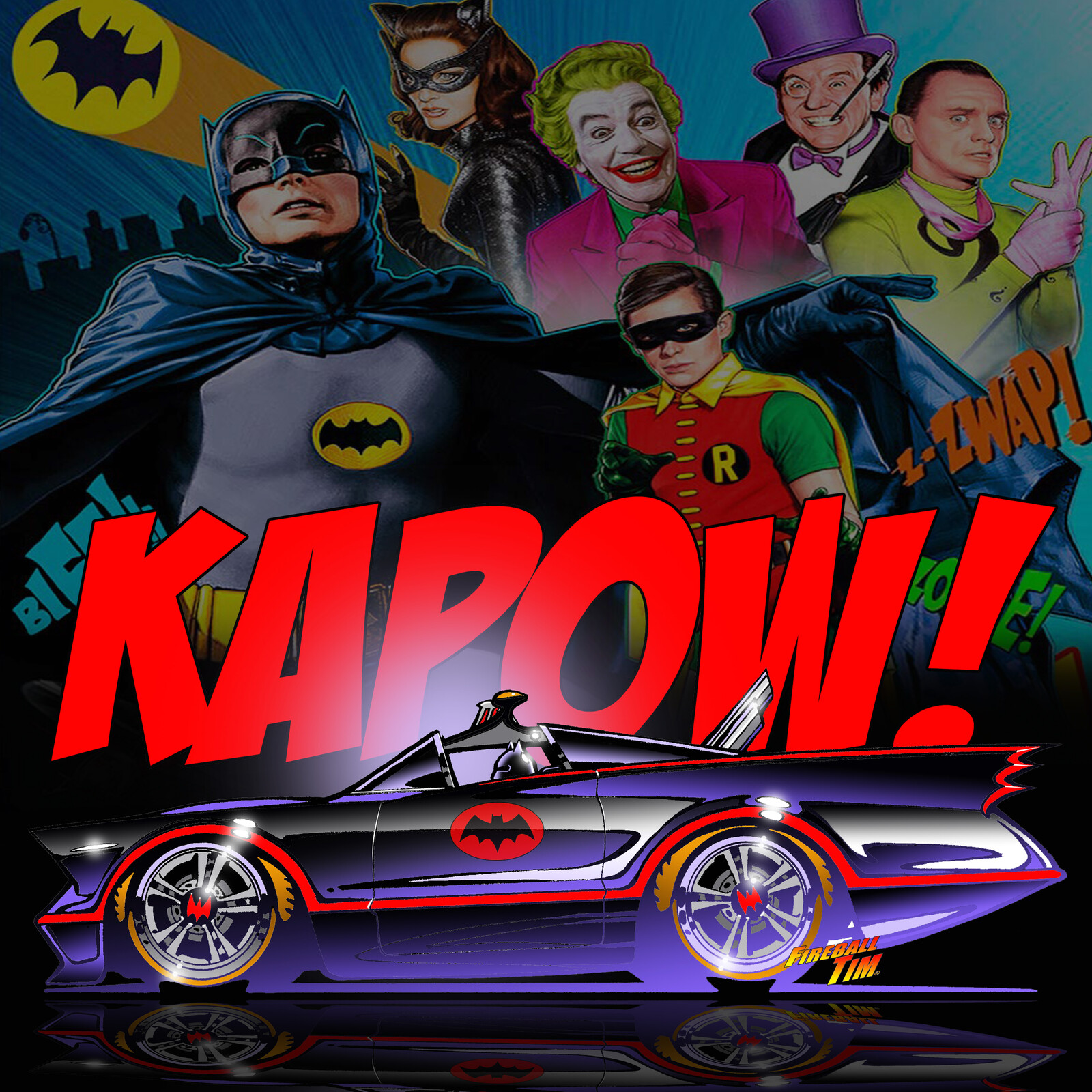 1966 Batman Batmobile Concept Art by Fireball Tim Garage