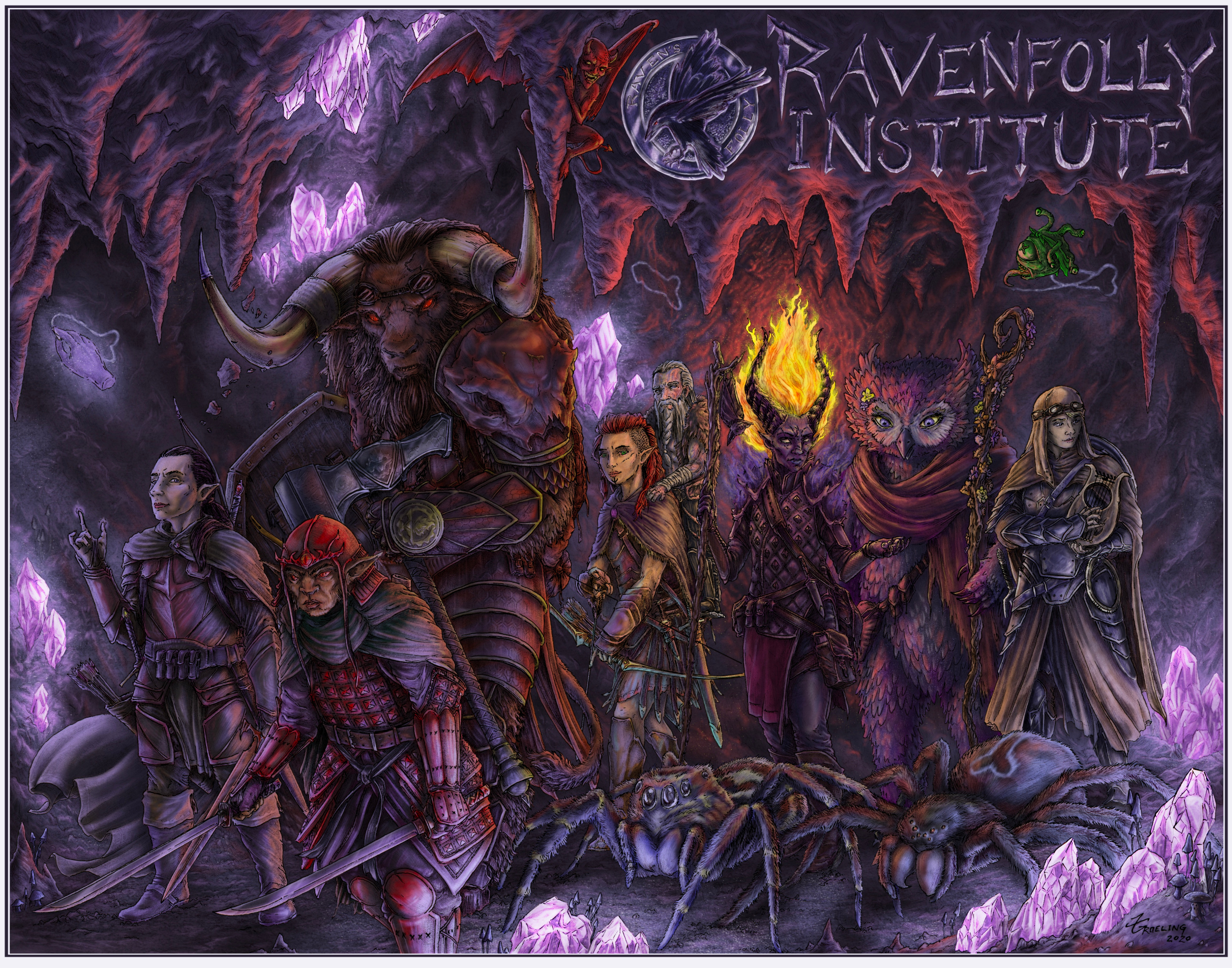 "The Ravenfolly Institute" - Group Character Commission
Digitally colored using Procreate app on iPad Pro, 2024