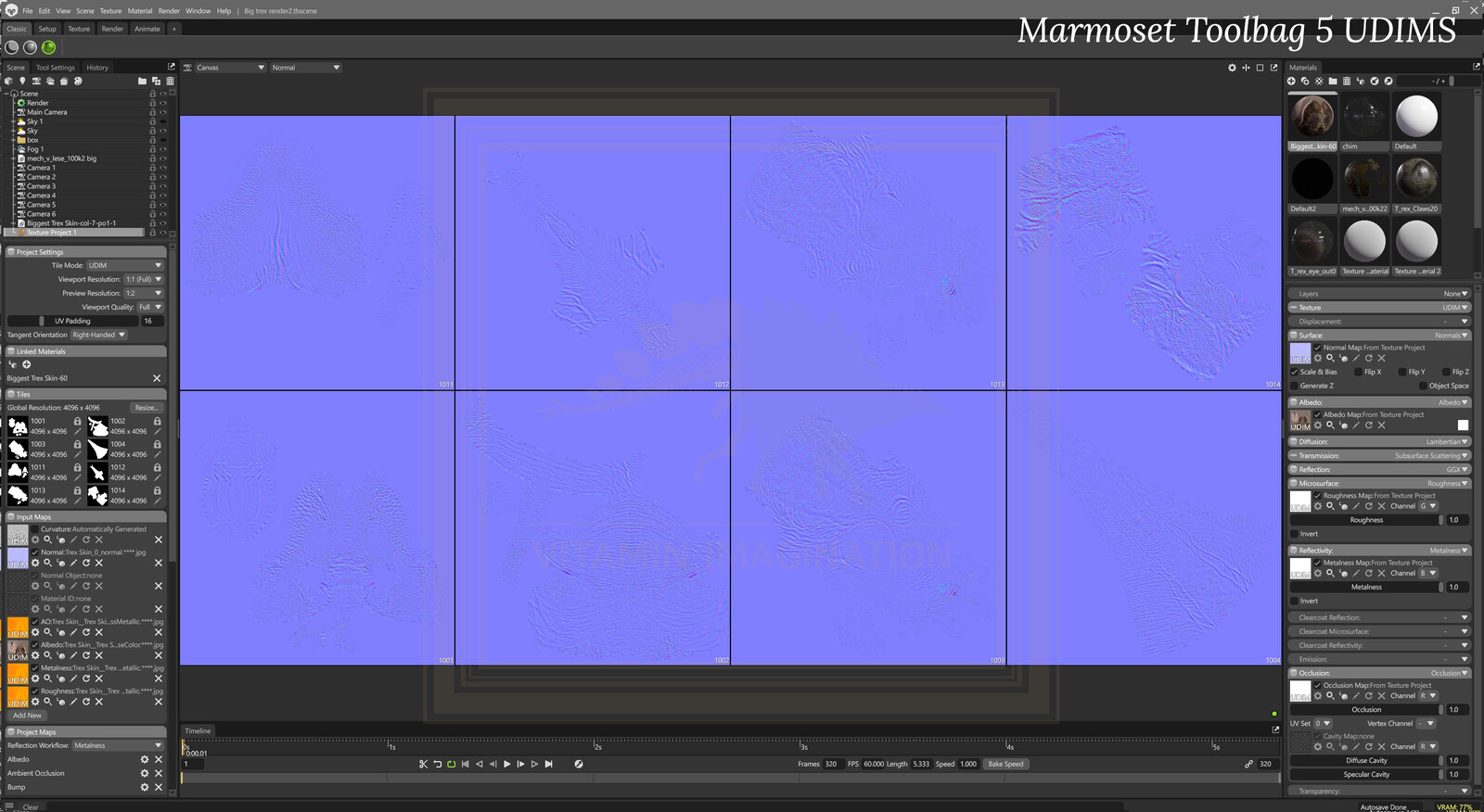 Marmoset Toolbag 5 beta 
UDIMS 