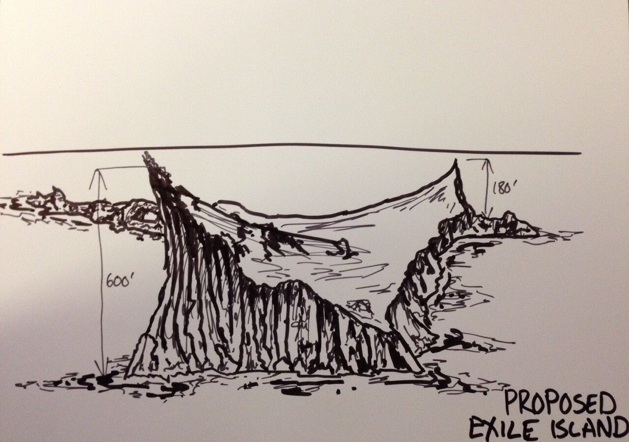 Director's sketch, describing the brief for the set extension concept.