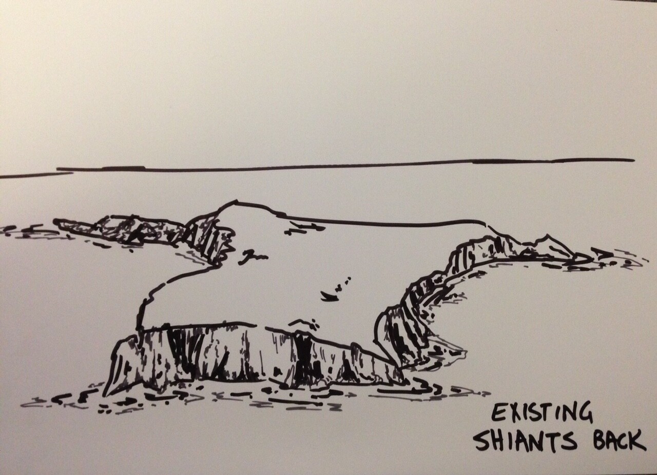 Director's sketch showing the existing island - Eilean Mhuire, Shiant Islands, Scotland.