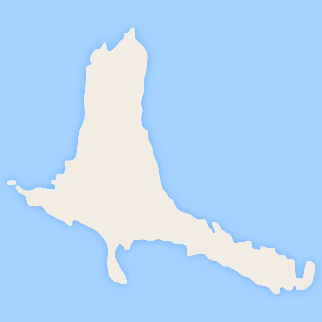 Island perimeter converted to a vector and extruded to form a base mesh.