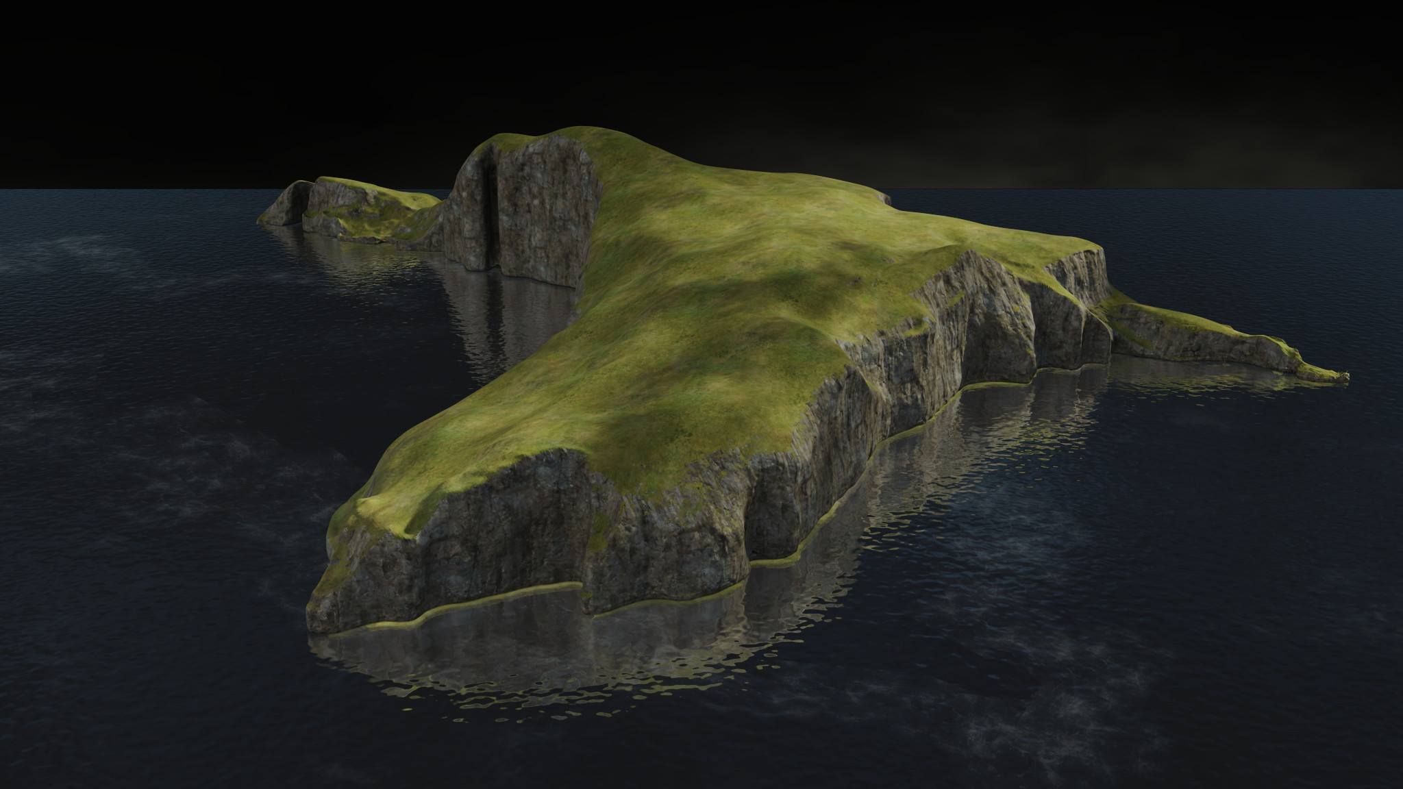 Base model after sculpting in ZBrush, roughly matching the perimeter &amp; topography of Eilean Mhuire island.