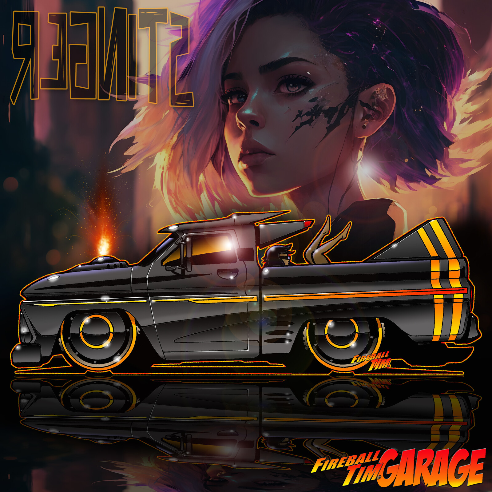 Chevy C10 Stinger Concept Art by Fireball Tim Garage