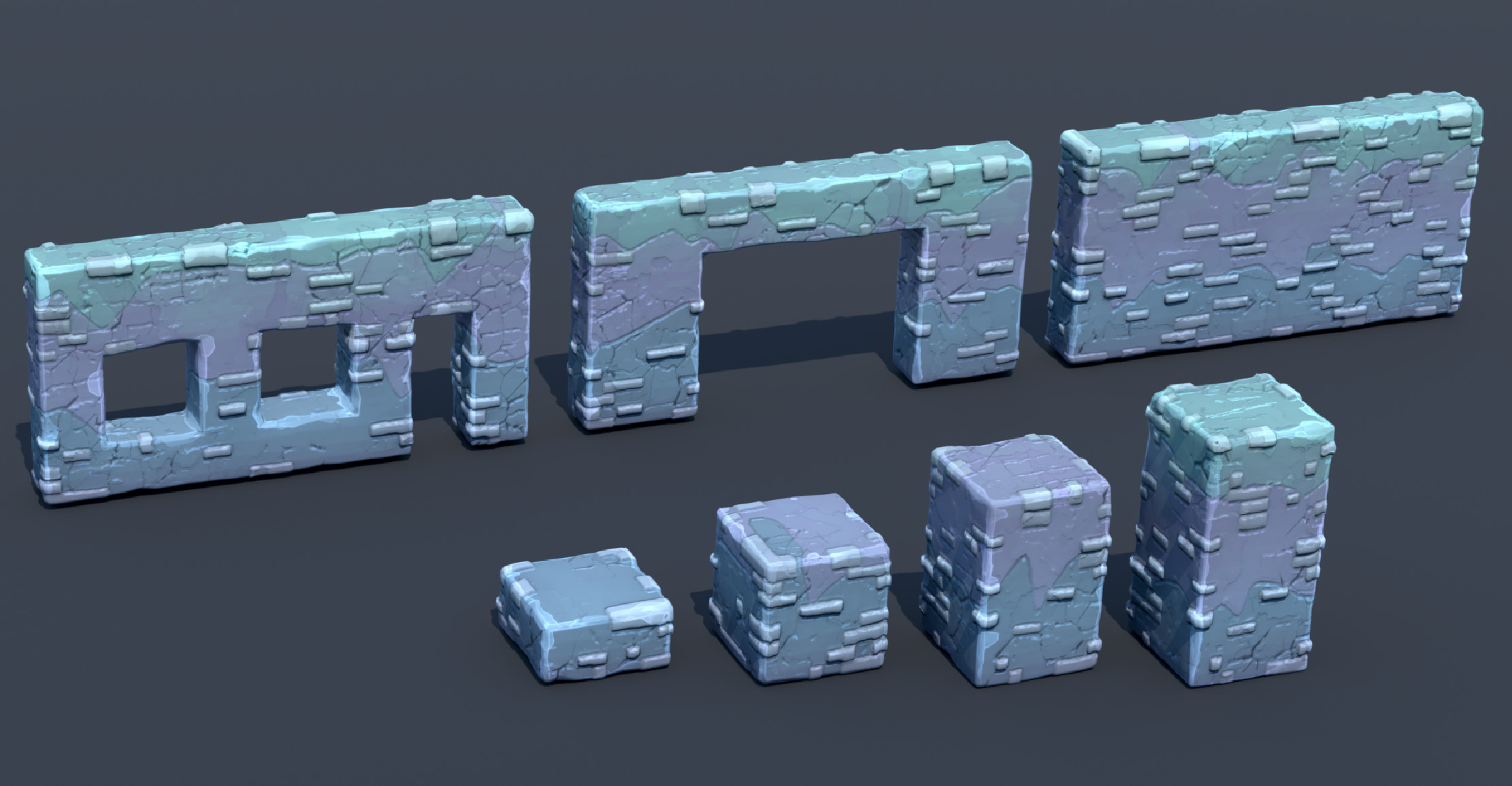 Bricks wrap-around the edges, for a 3D seamless look.