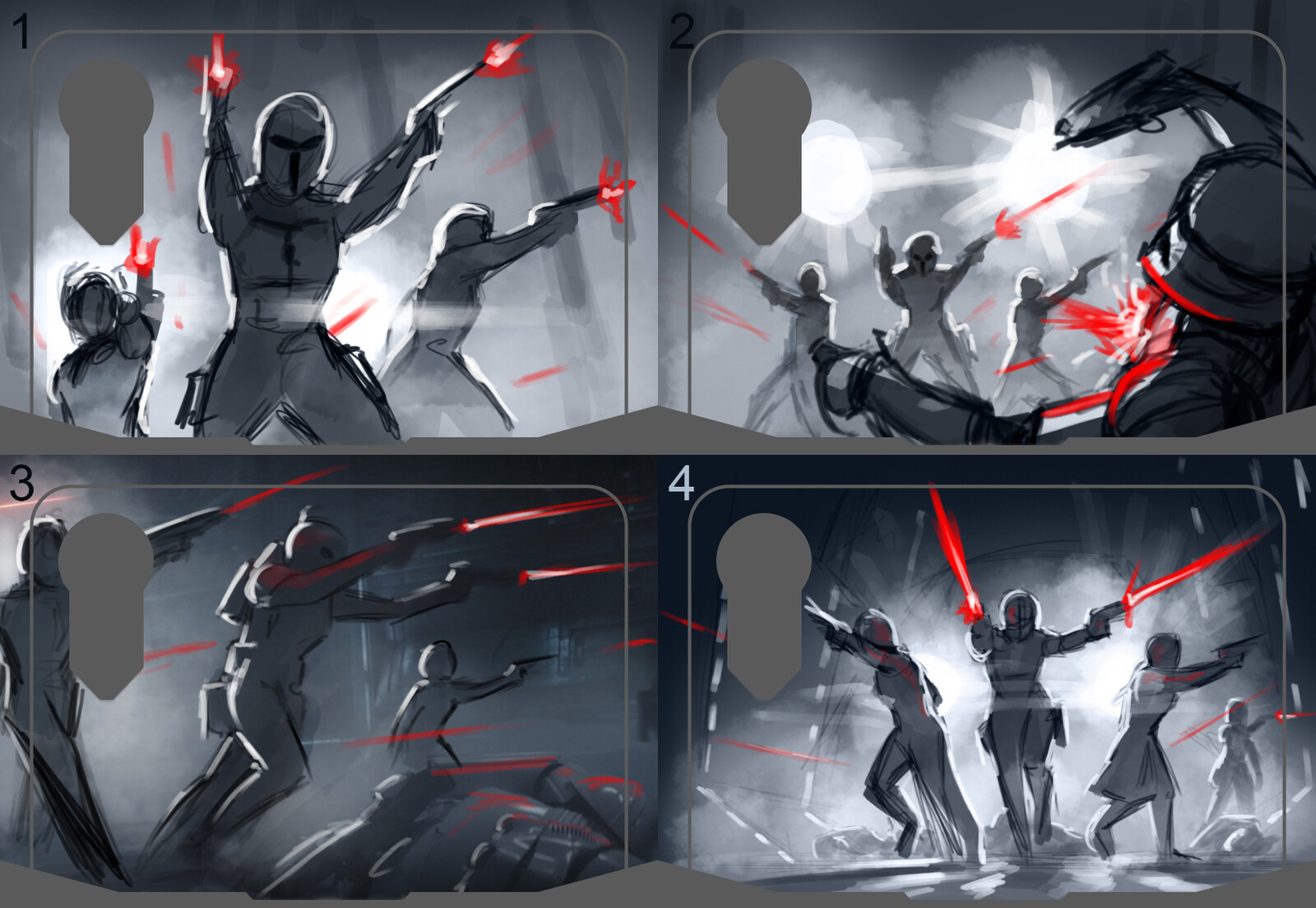 Painting thumbnails and idea sketches