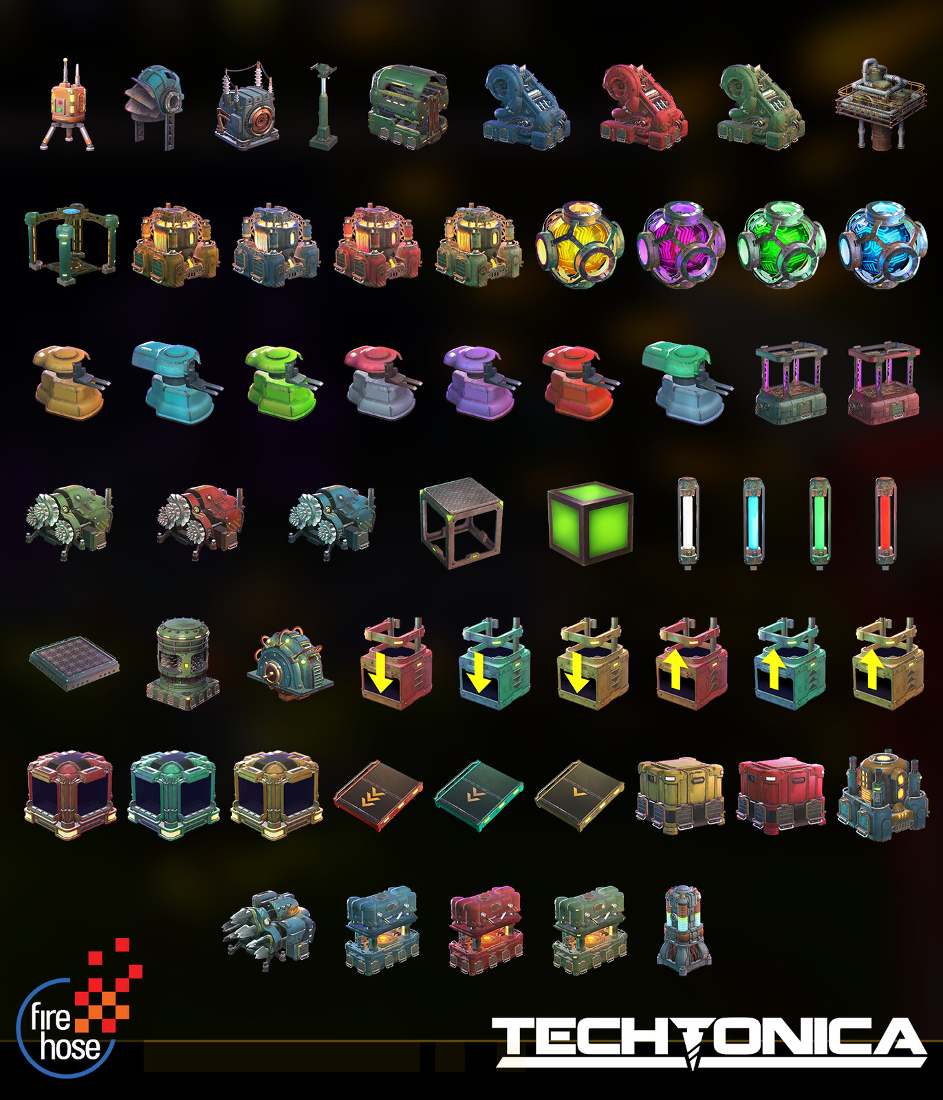 Machine Icons - most of these assets were concepted in-house and then built by our OS partners. I created the Smelter assets as one of our early visual targets for machines. The goal was to maintain a clear silhouette read per machine at small scales.