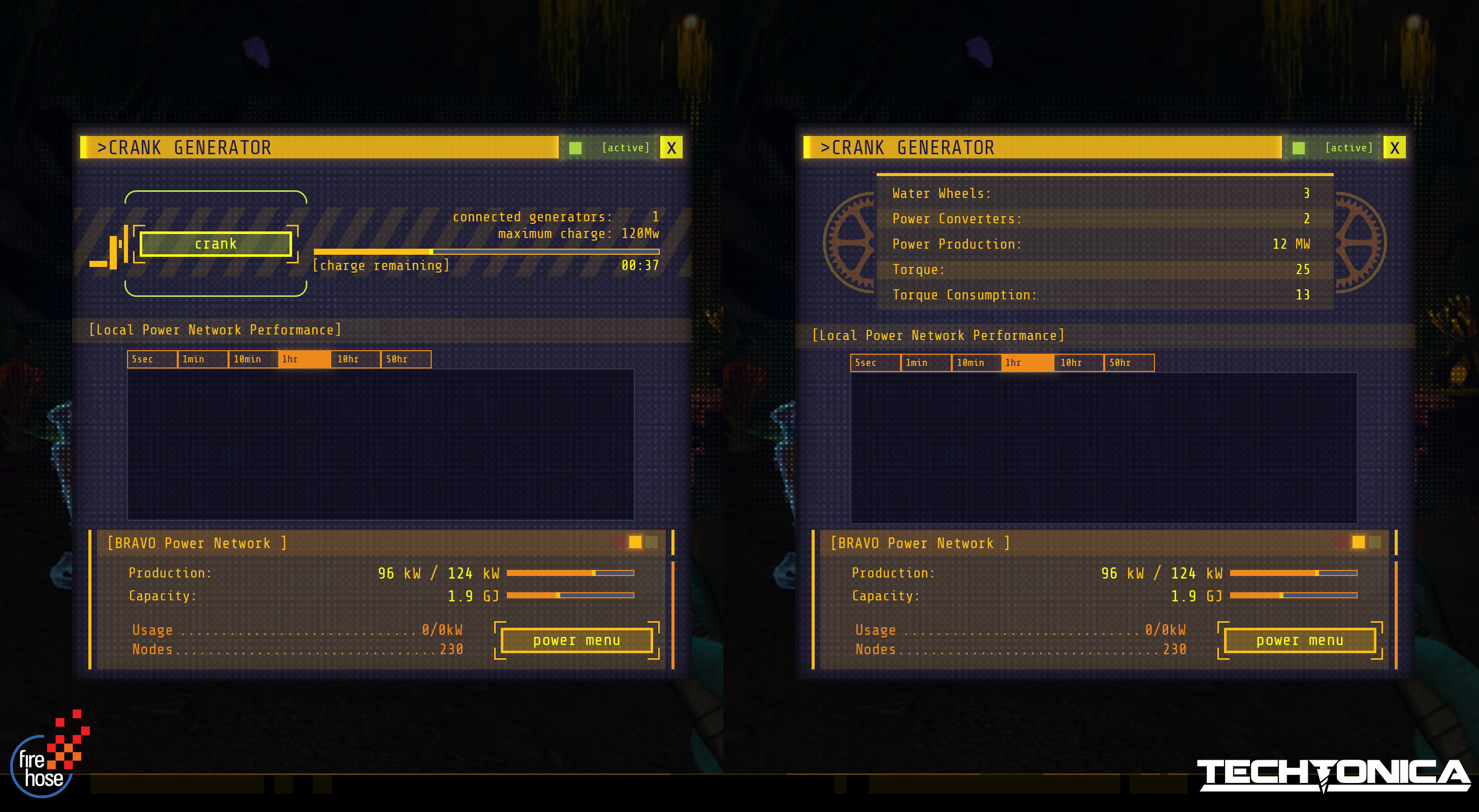 Crank Generators - Produces energy. The first versions a player builds have to be hand-cranked every few minutes, but later versions can be automated, accounting for the layout adjustments seen above in mk1 and mk2.