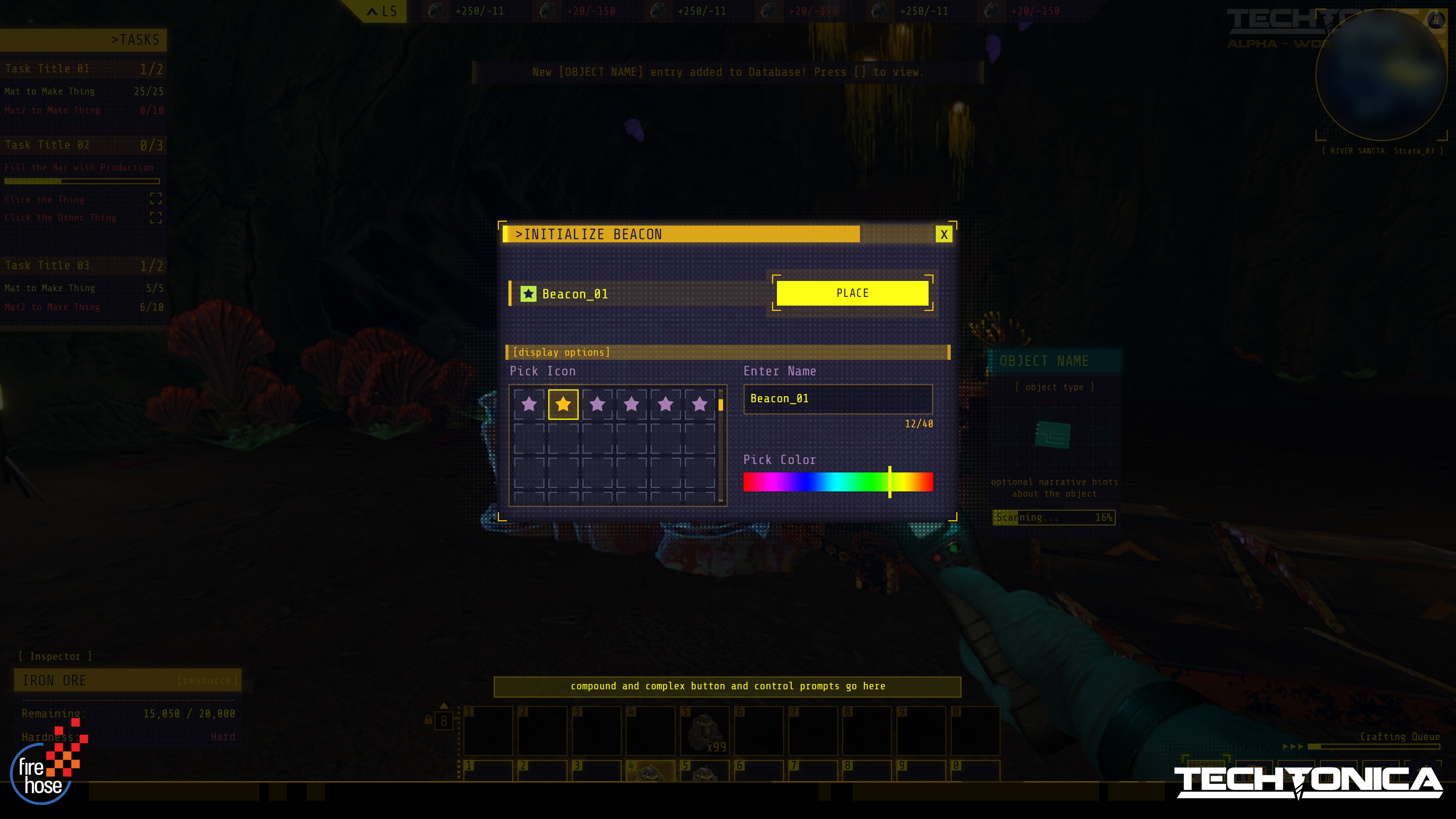Beacon Customization - Allows players to customize their placeable Beacons. Sadly did not get into the game and became fairly superfluous with some of the level structure and quest flow changes in the final version.