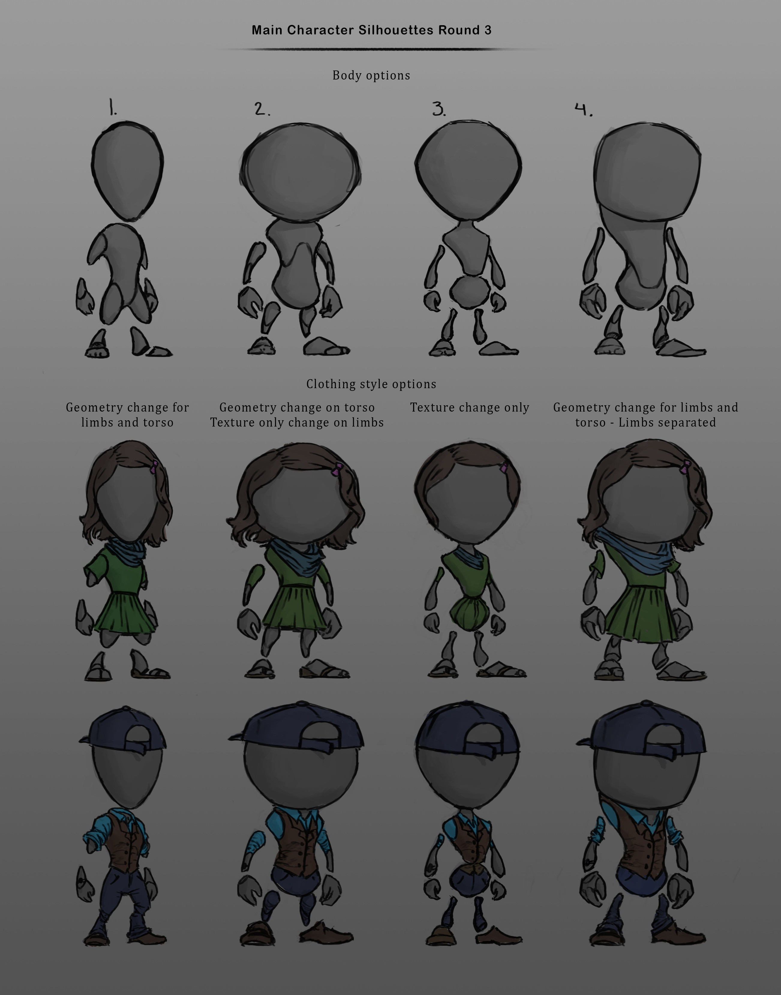 More explorations on clothes with the floating parts idea.  