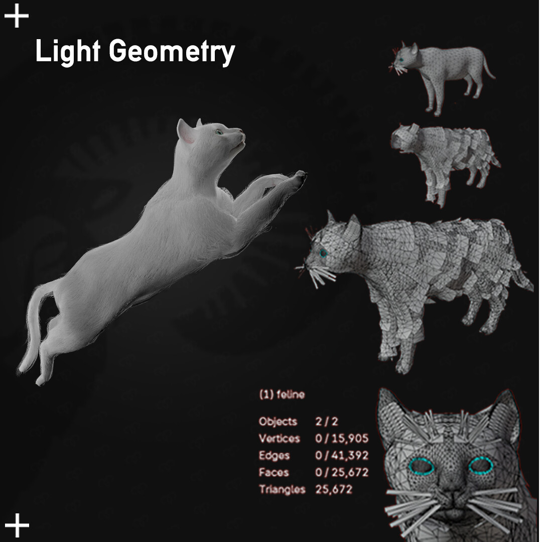 ArtStation - White Cat 3D Model