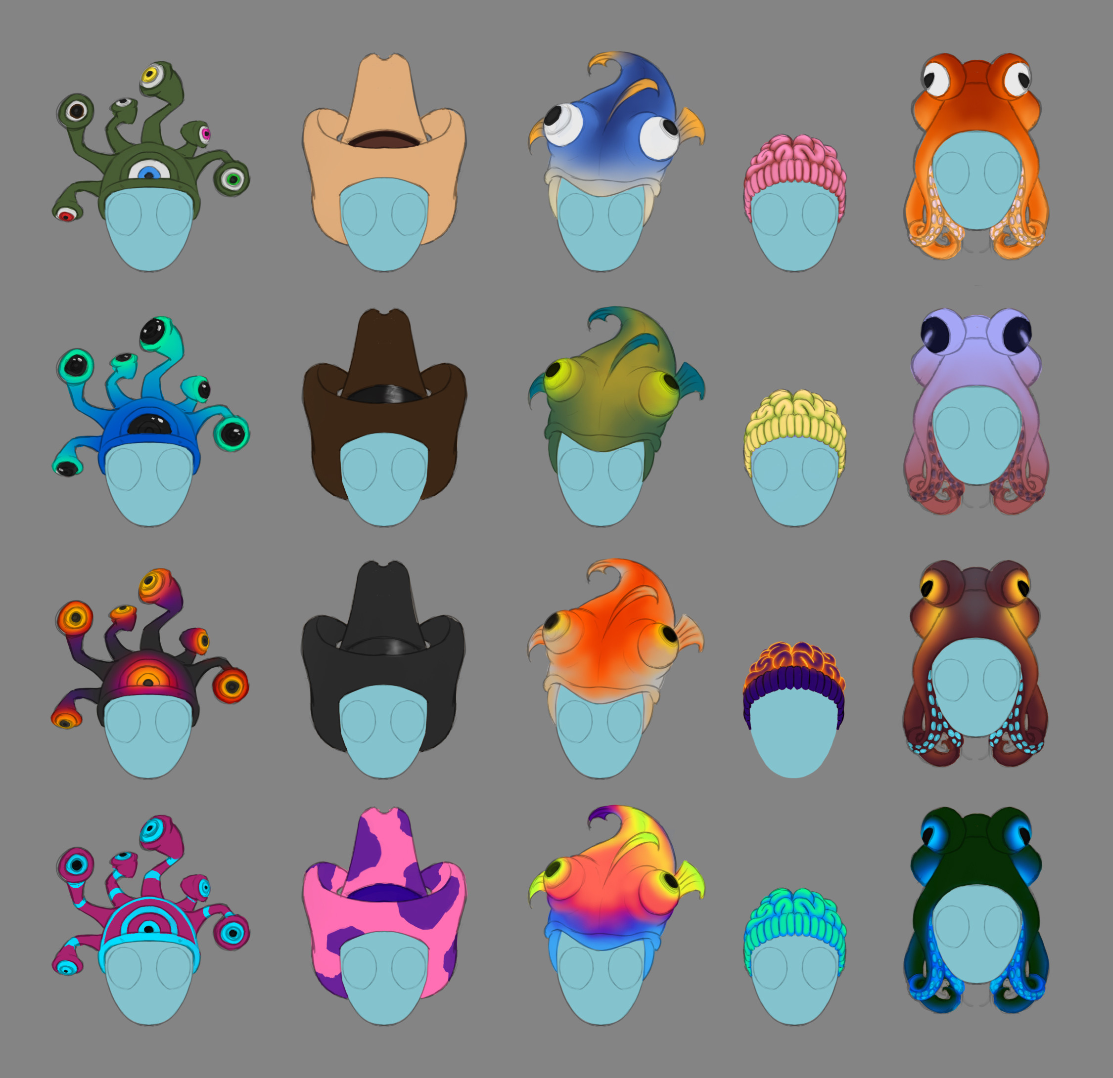 Concepts for a round of fun, crazy hats. 