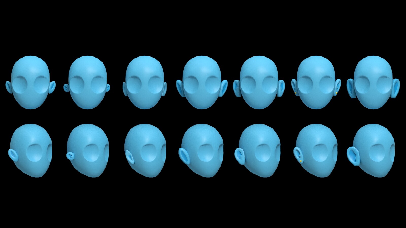 3D ears based on Gilberto Alvarez's drawings. 
