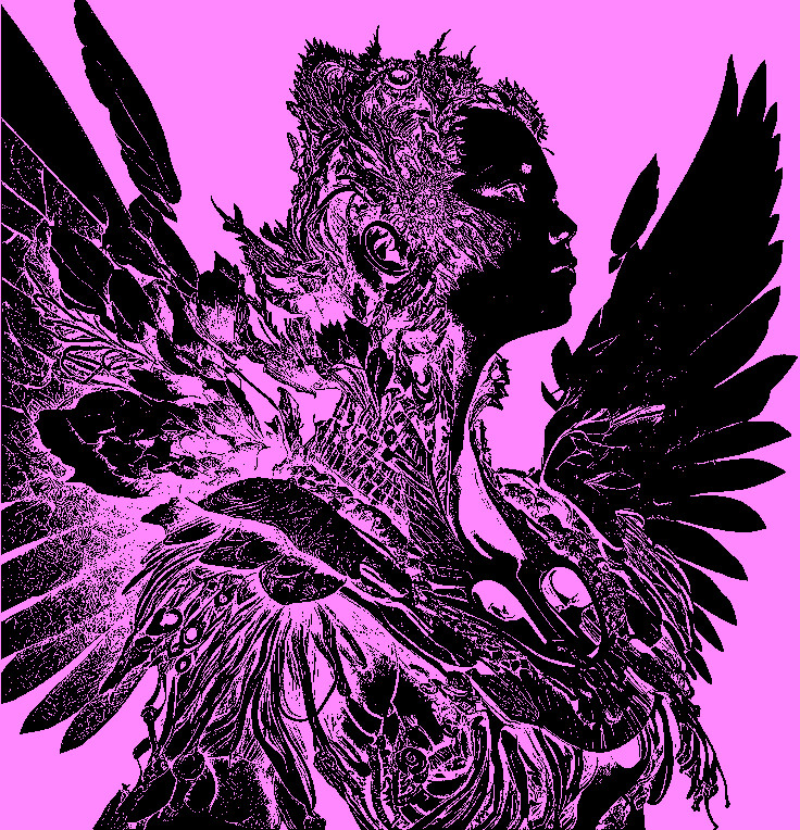 The angel in it's ultraviolet form