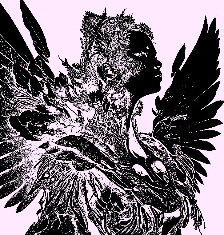 The angel Shedding it's 3D form, and transitioning back into an ultraviolet form. (draft)