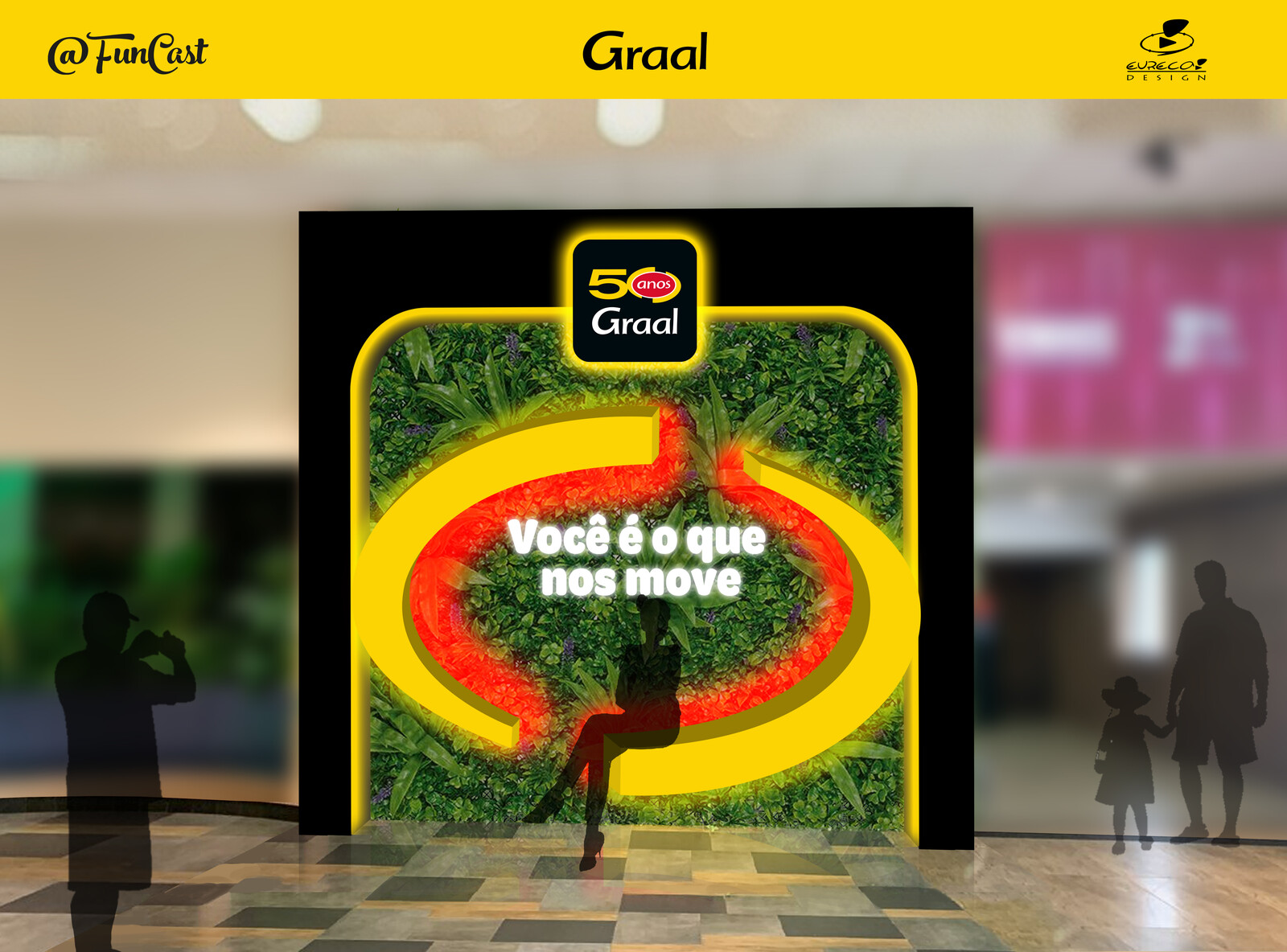Layout 2 of the new Instagrammable scene to celebrate 50 years of the GRAAL restaurant chain commissioned by the Live Agency MKT FUNCAST