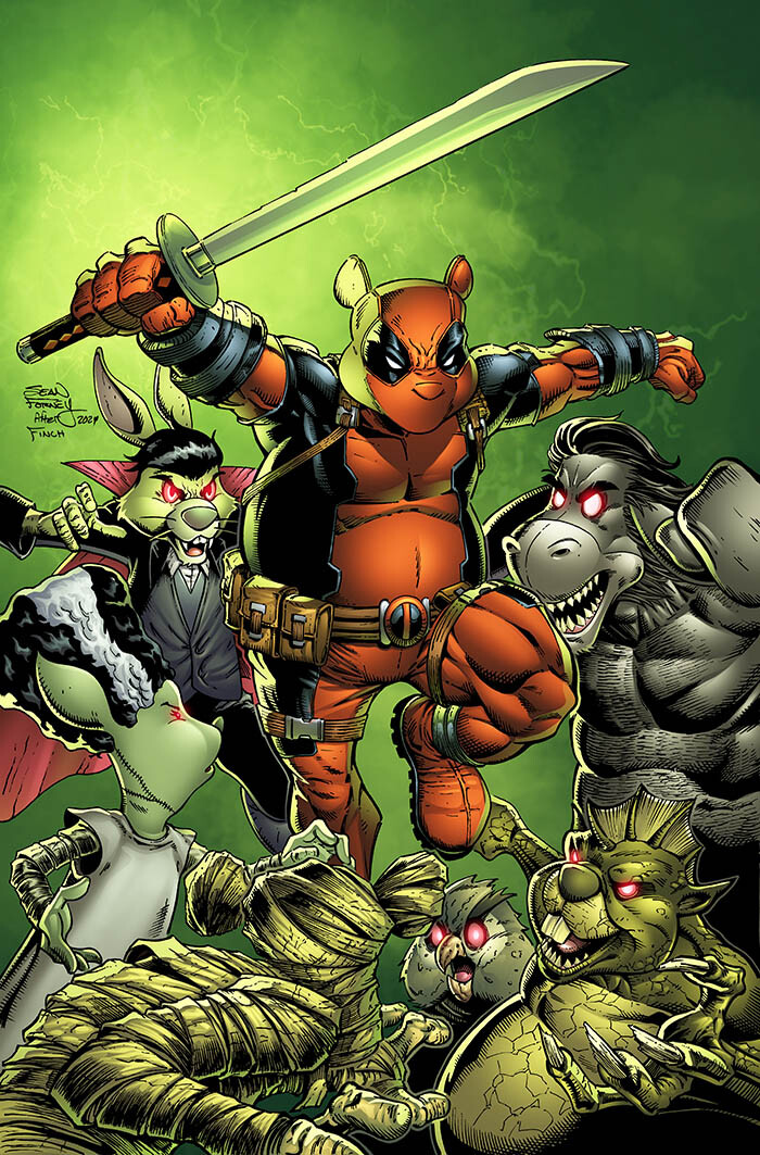 Do You Pooh vs Monsters NYCC 2024 cover 

Homage to David Finch's Deadpool cover 

Lines and colors by Sean Forney 

published by Counterpoint Comics 