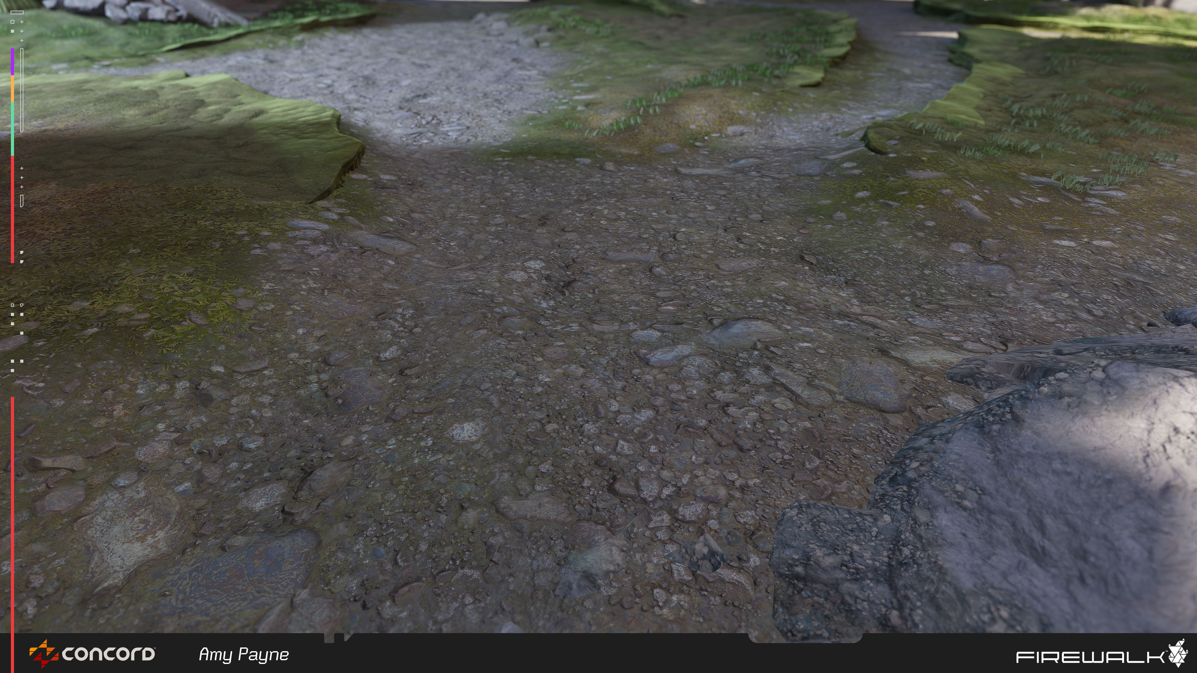 Here you can start to see some of the living and dead terrain moss being combined. We had different color maps per side of the map to help players separate what side of the map they were on.
