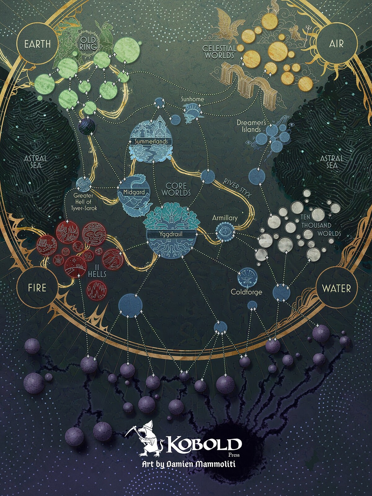 Cosmology map created for Kobold Press, featured in their new Labyrinth setting!