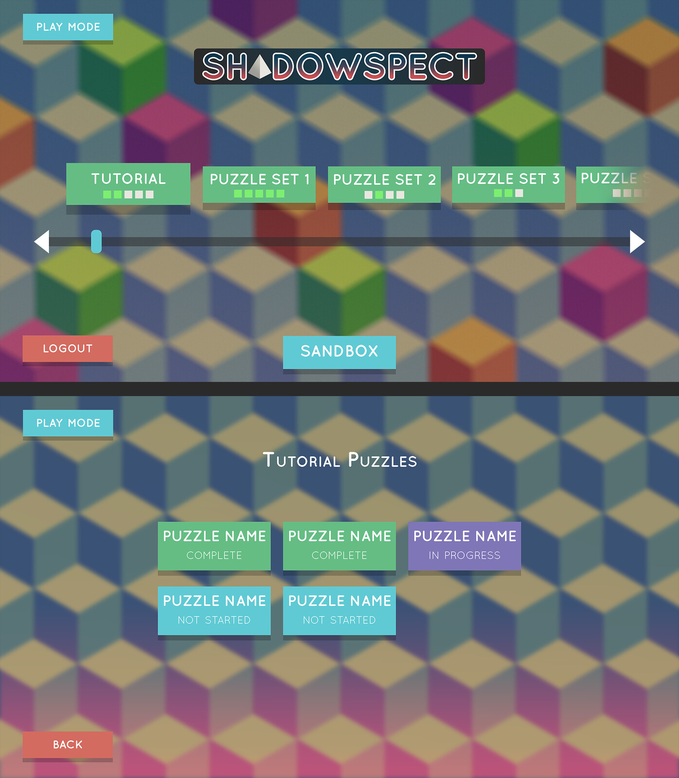 Shell menus for level select