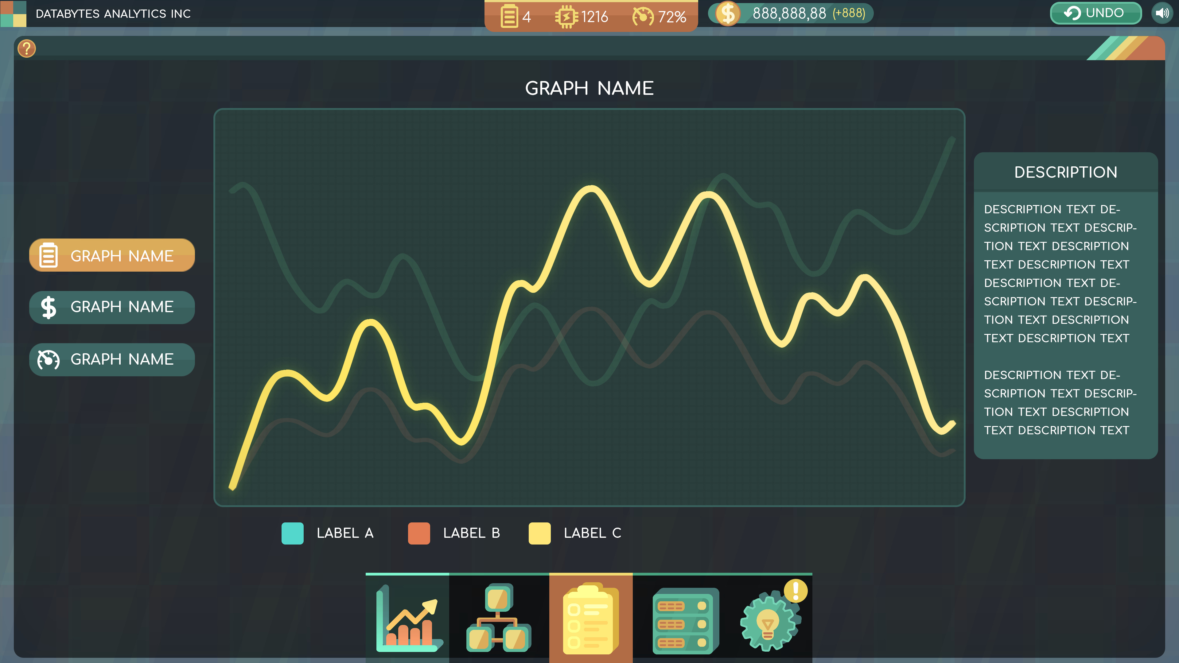 Statistics and data tracking screen