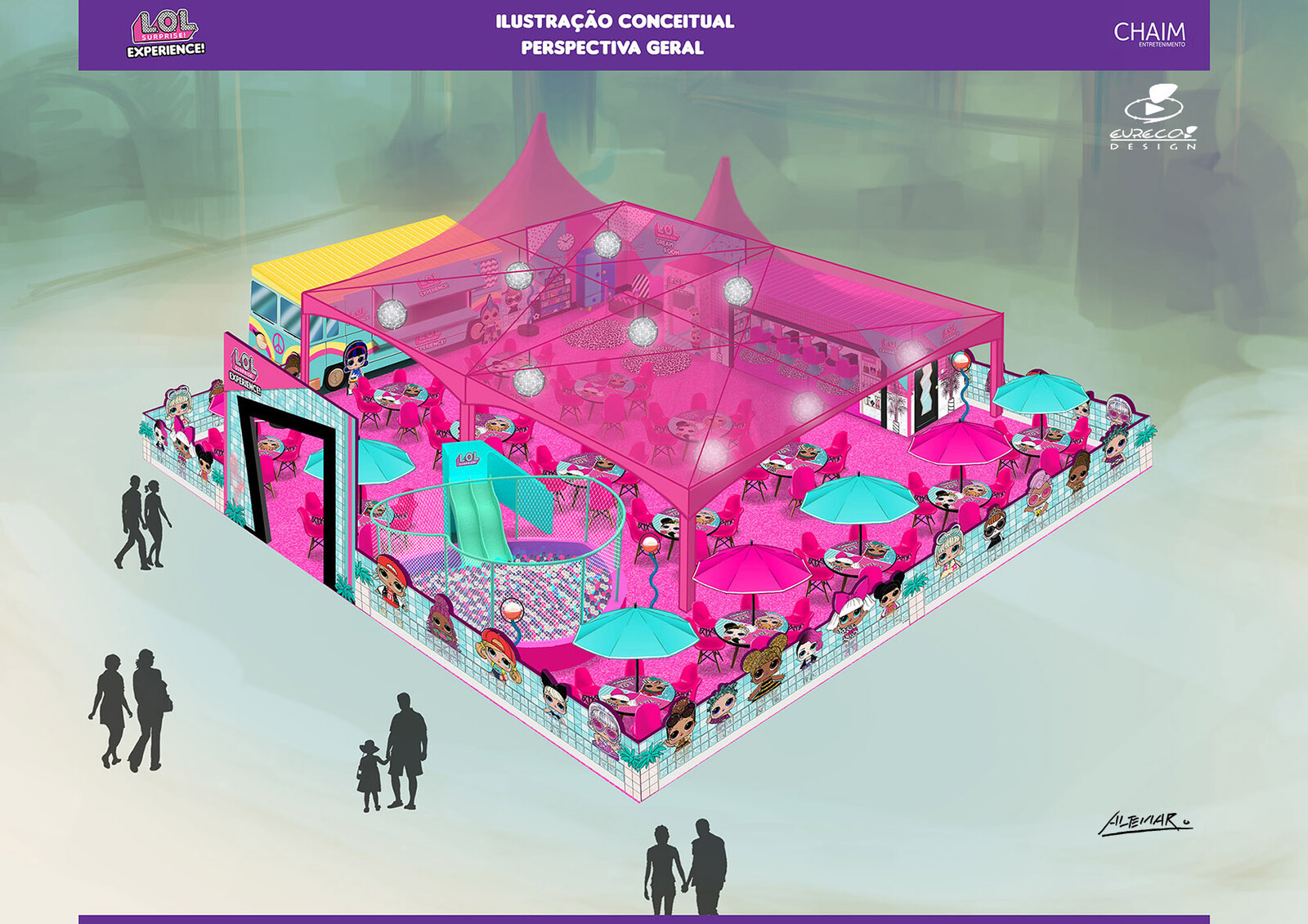 Layout of General Perspective Xray at shopping center parking lot. Not building.