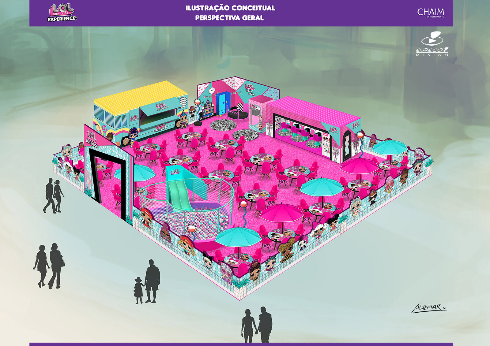 Layout of General Perspective Xray at shopping center parking lot. Not building.