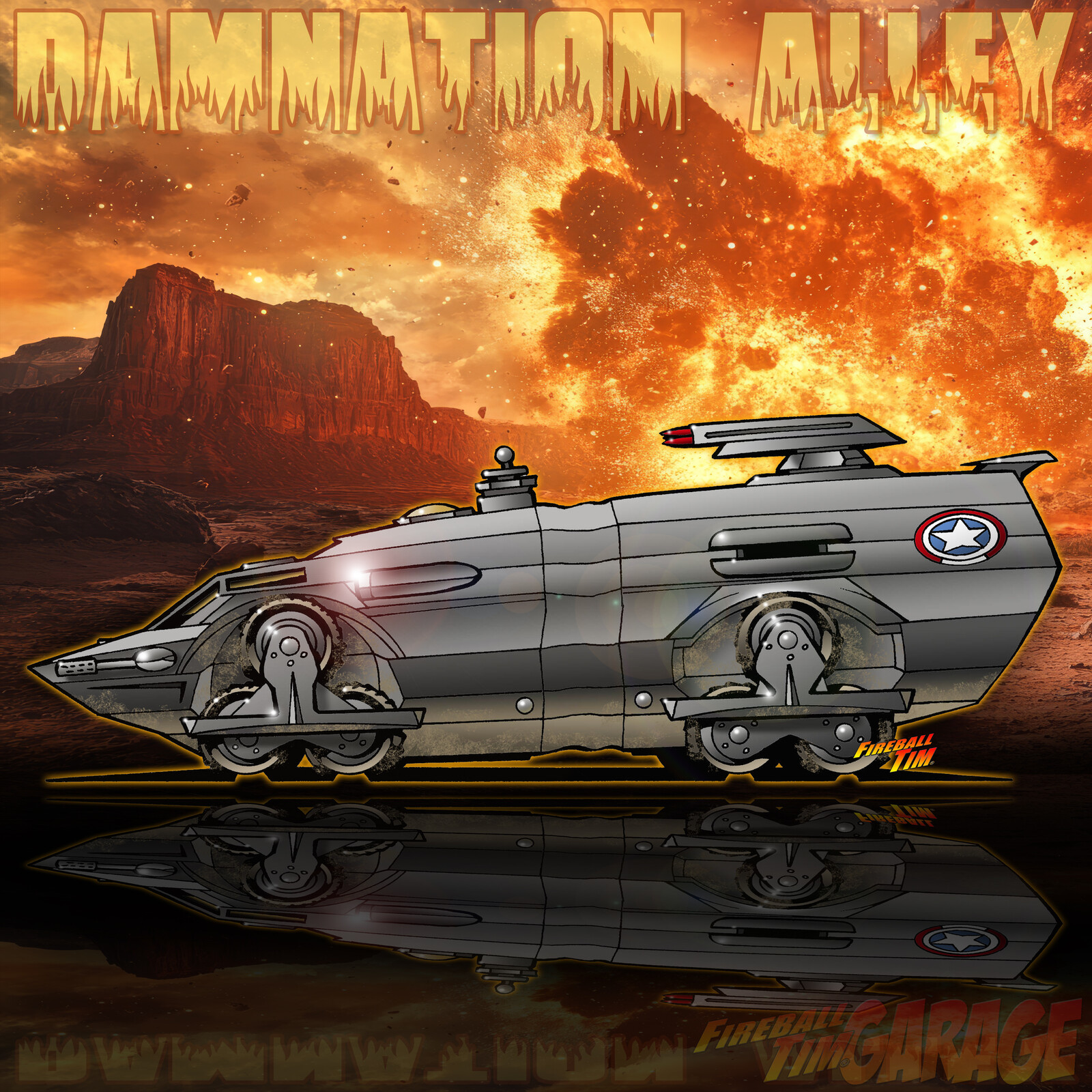 Damnation Alley Landmaster Automotive Pop Culture Concept Art by Fireball Tim Garage