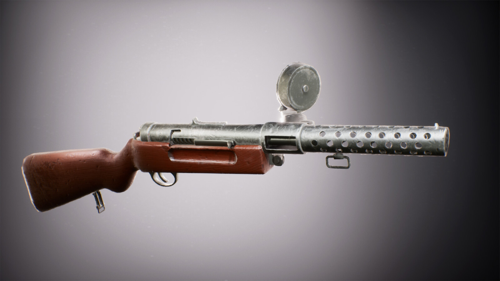 Bergmann MP18 - Wide shot of Gun. 