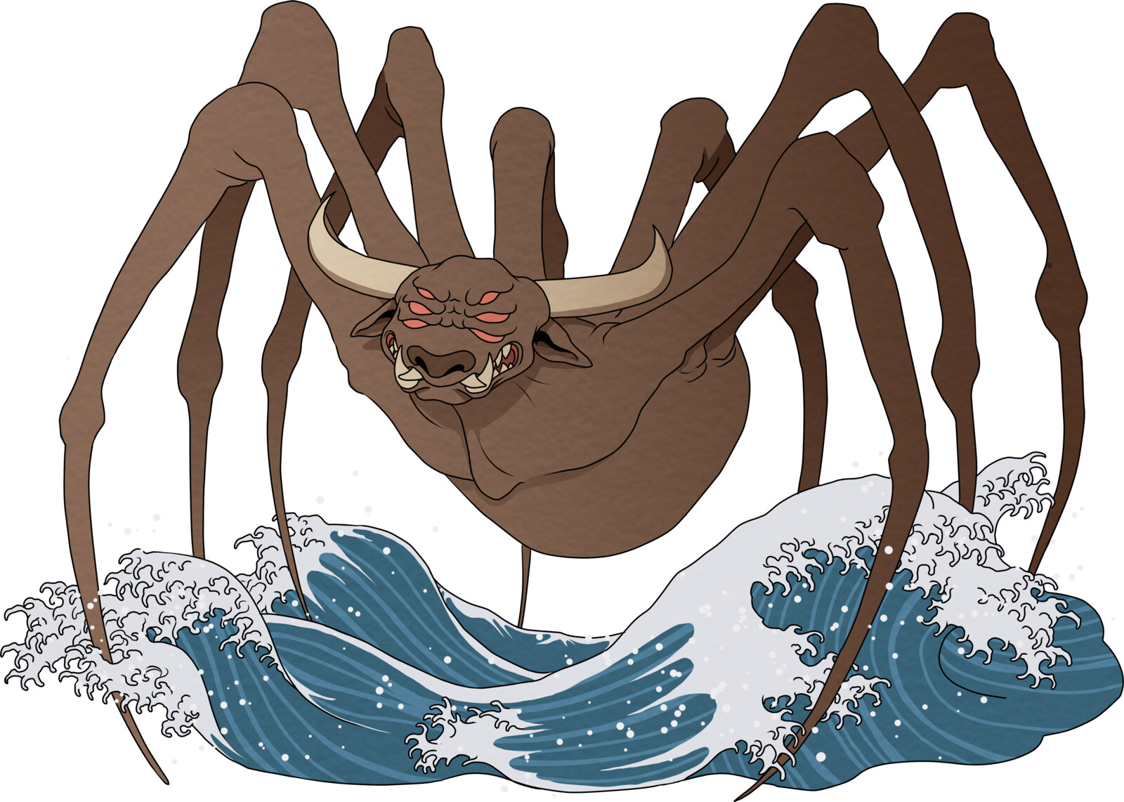 Illustration documentaire du yokai Ushi-Oni