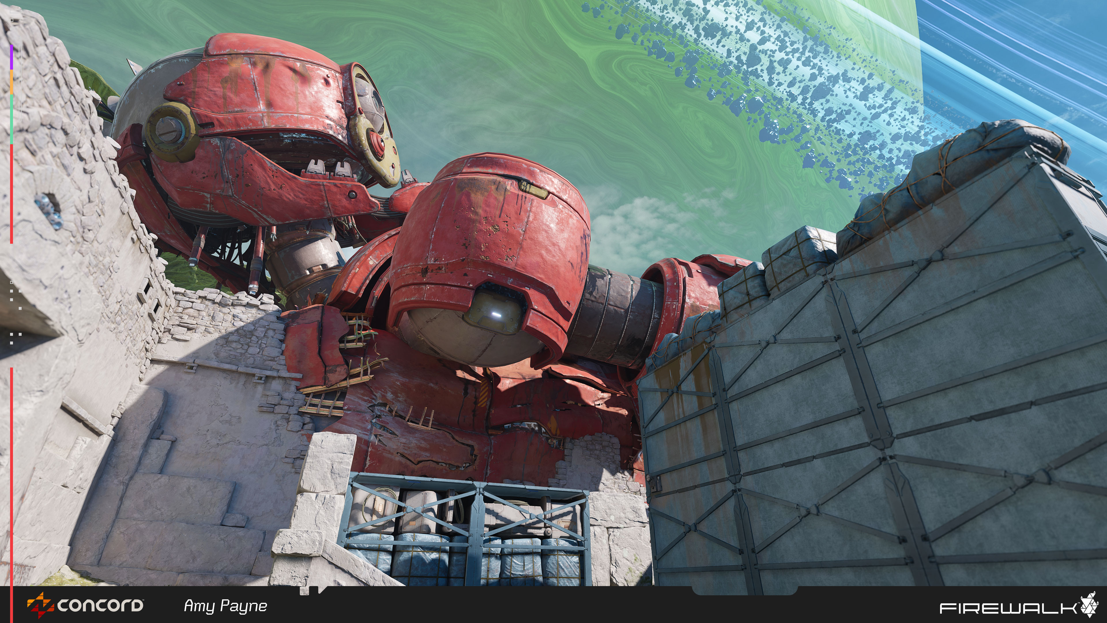 Great shot of Rachels robot. I supported by creating the materials she used for this guy. Detail normals, decals, material instance setup. You name it, I had a hand in it.